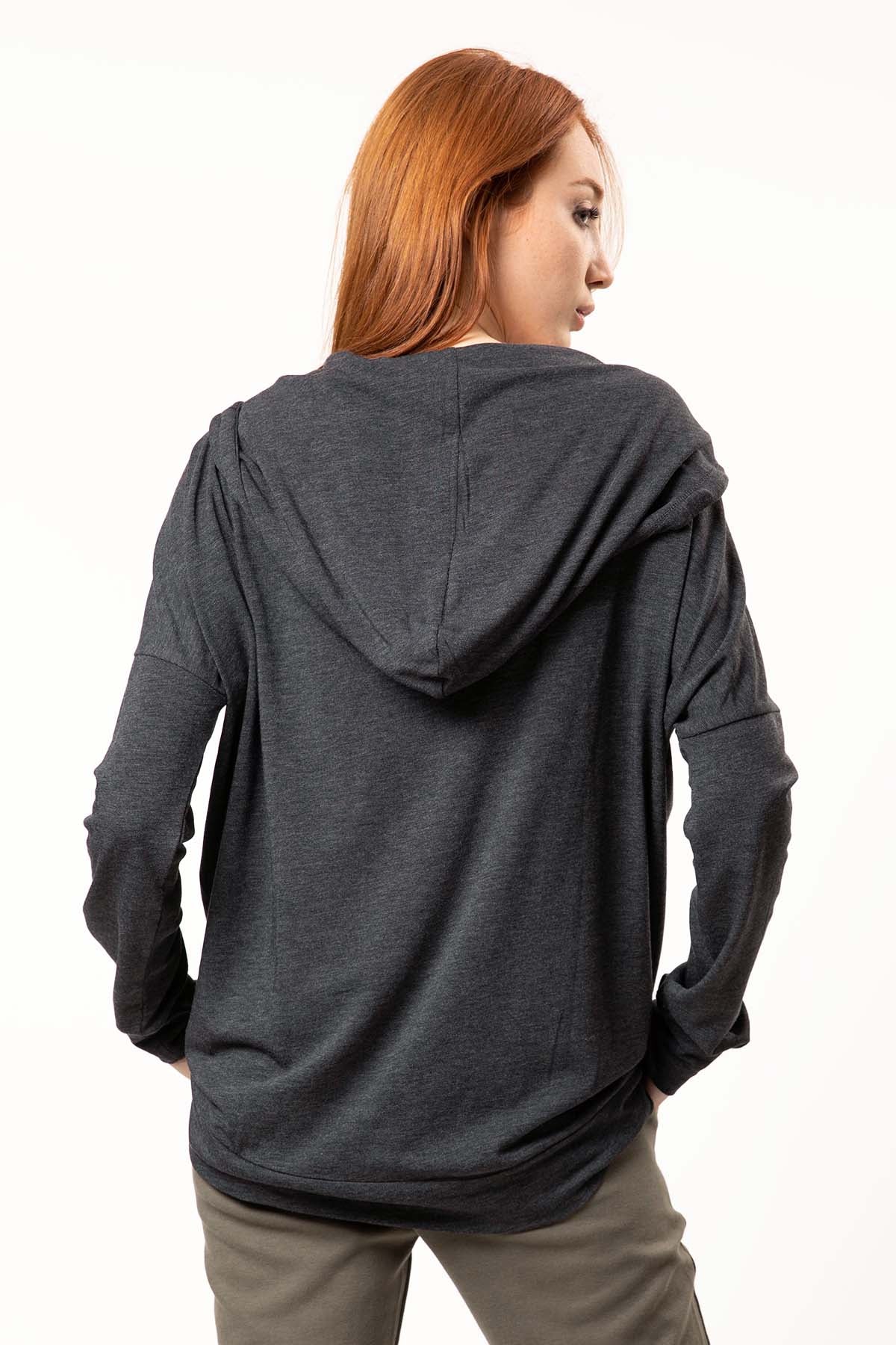 Tru Kapüşonlu İnce Kumaş Sweatshirt-Libas Trendy Fashion Store