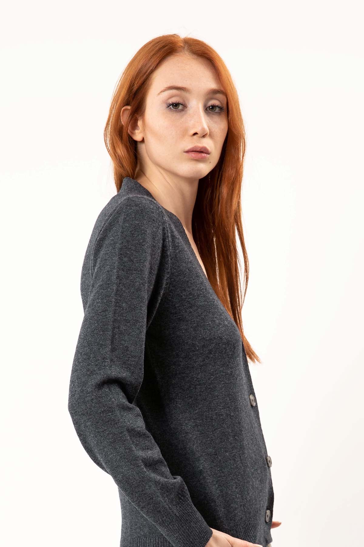 Tru V Yaka Kaşmirli Triko Ceket-Libas Trendy Fashion Store