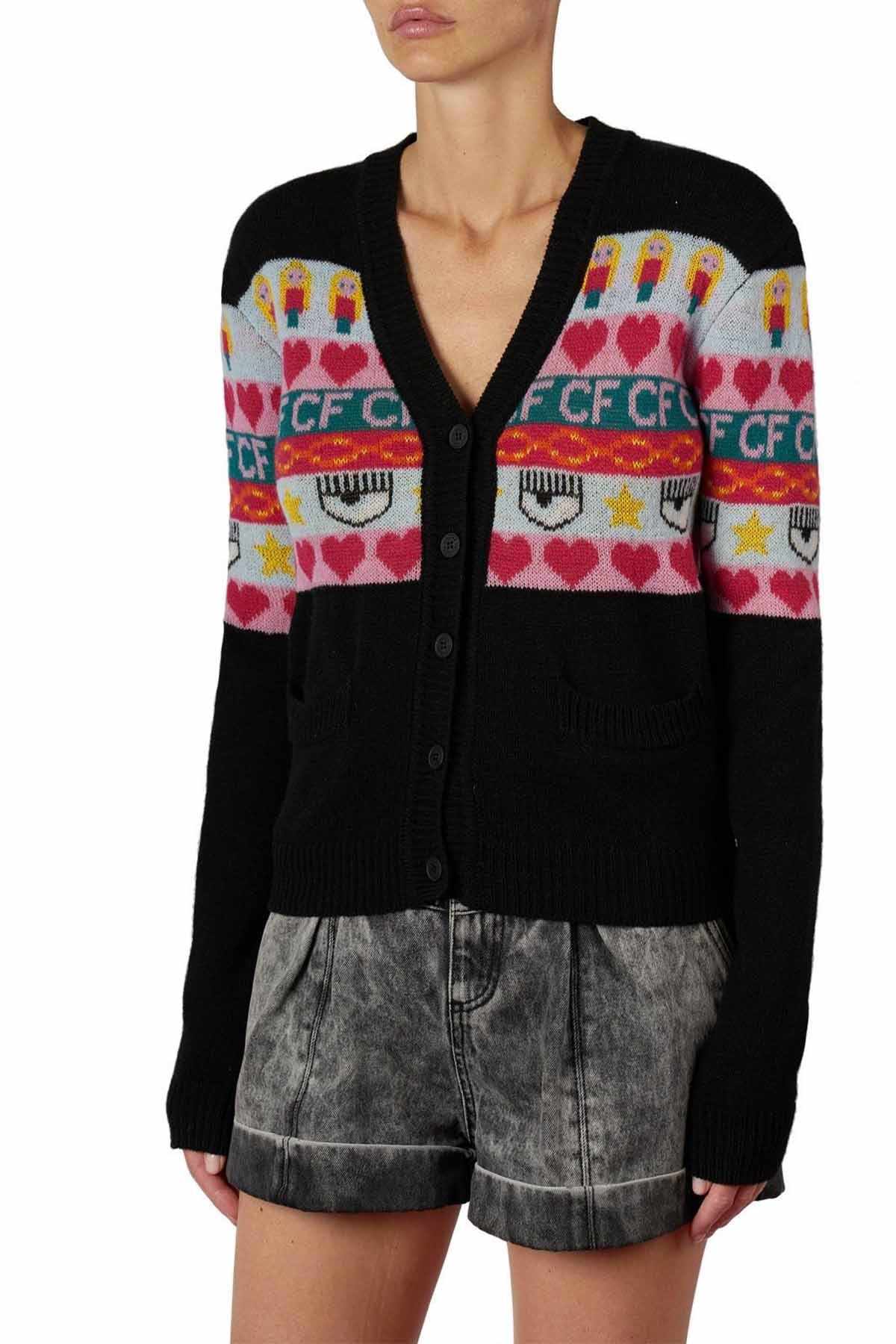 Chiara Ferragni Emoji Kaşmirli Triko Ceket-Libas Trendy Fashion Store