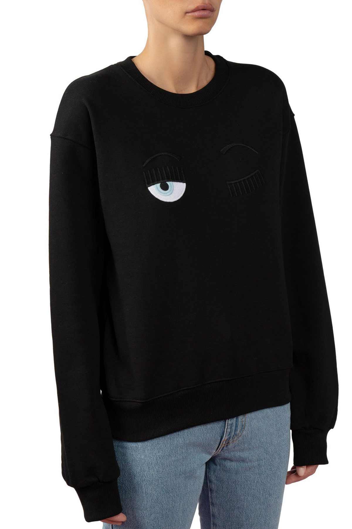 Chiara Ferragni Winking Eye Yuvarlak Yaka Sweatshirt-Libas Trendy Fashion Store