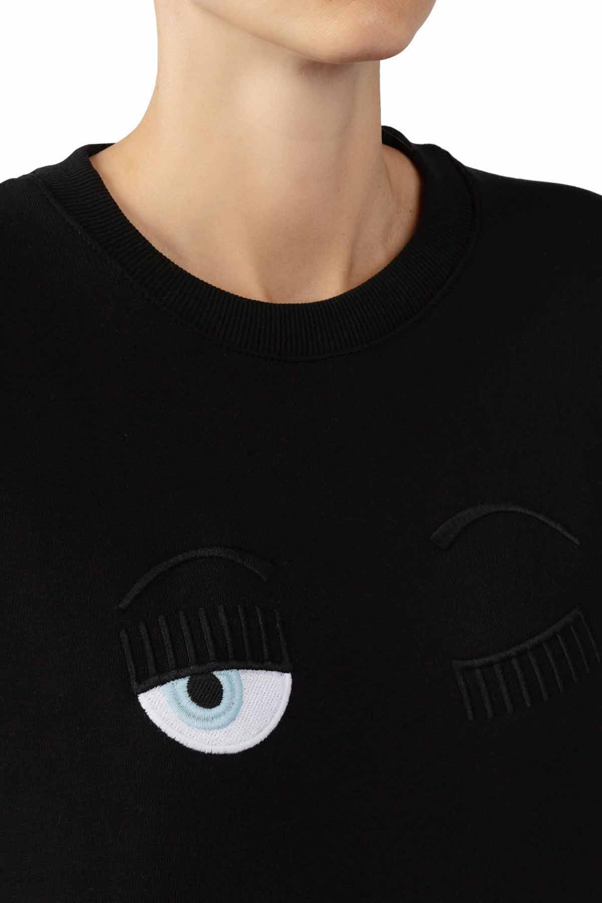 Chiara Ferragni Winking Eye Yuvarlak Yaka Sweatshirt-Libas Trendy Fashion Store