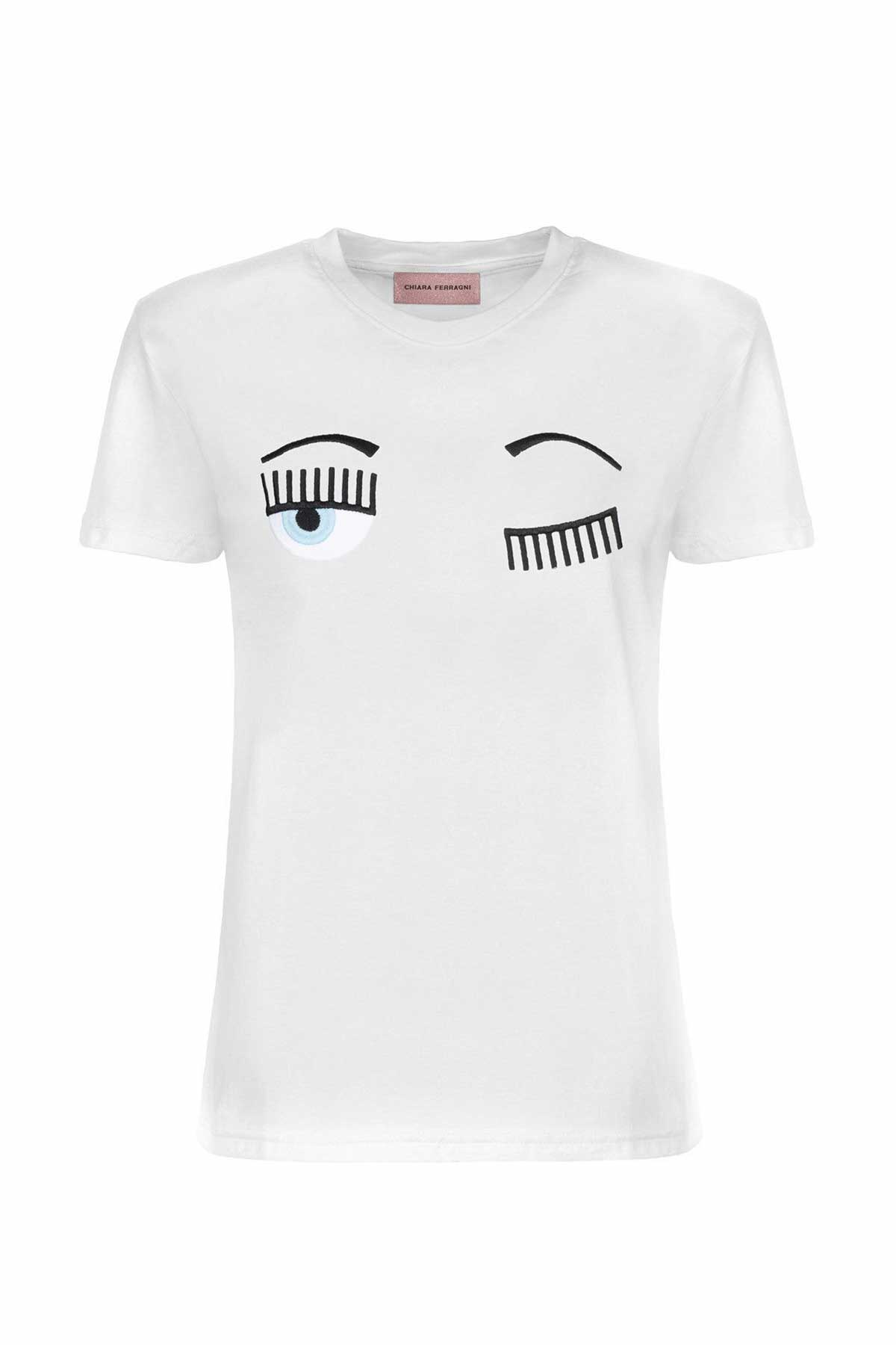 Chiara Ferragni Winking Eye Yuvarlak Yaka T-shirt-Libas Trendy Fashion Store