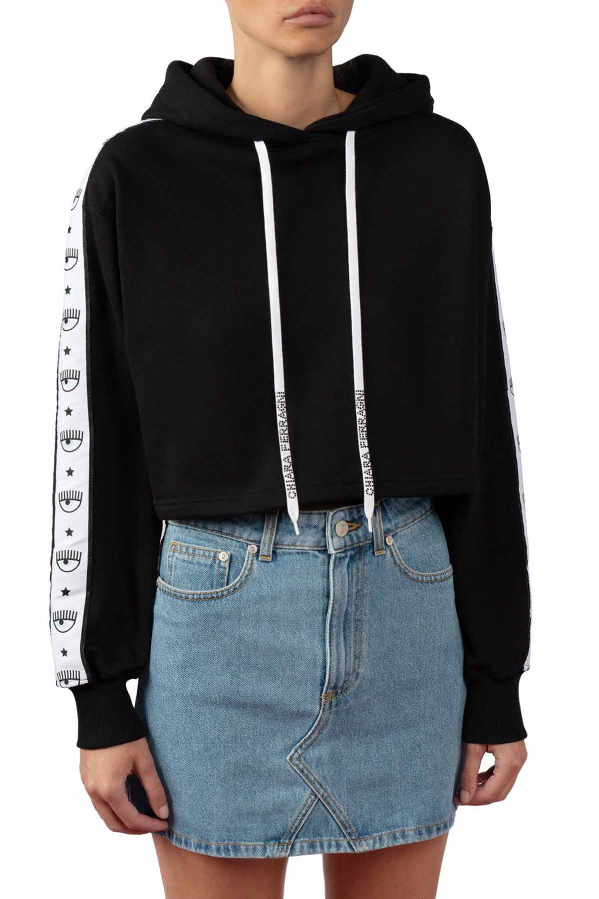 Chiara Ferragni Crop Top Winking Eye Sweatshirt-Libas Trendy Fashion Store