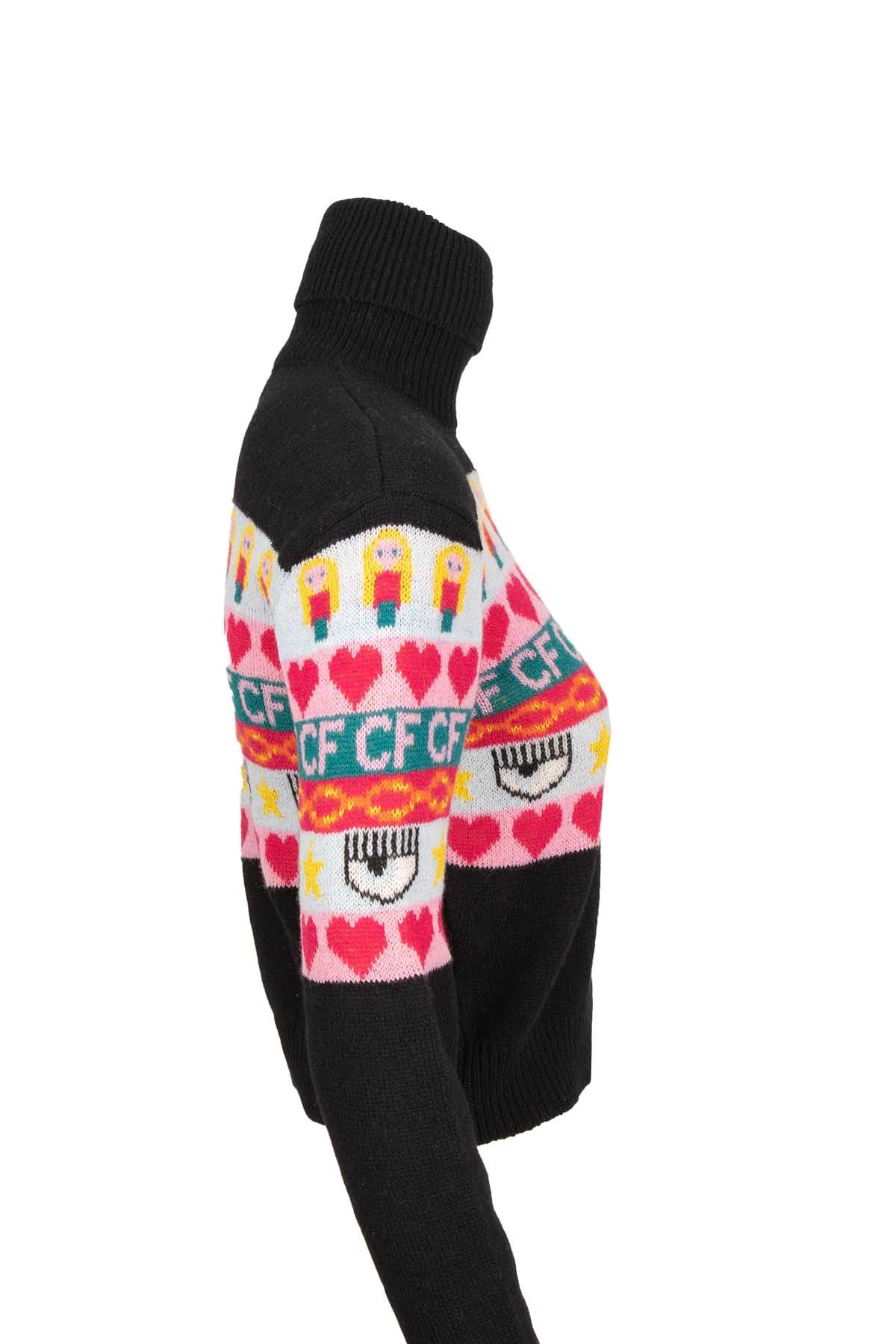 Chiara Ferragni Emoji Balıkçı Yaka Crop Triko-Libas Trendy Fashion Store