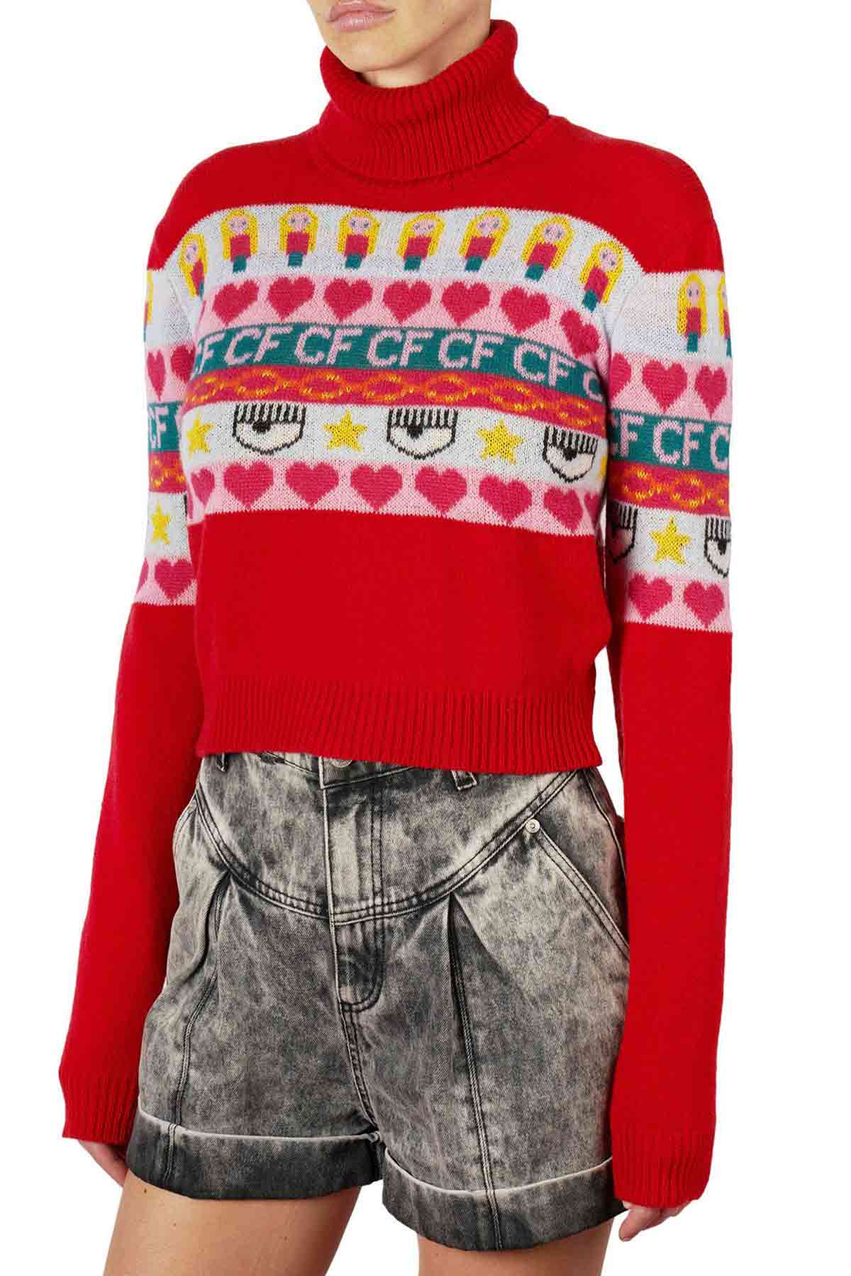 Chiara Ferragni Emoji Balıkçı Yaka Kaşmirli Triko-Libas Trendy Fashion Store