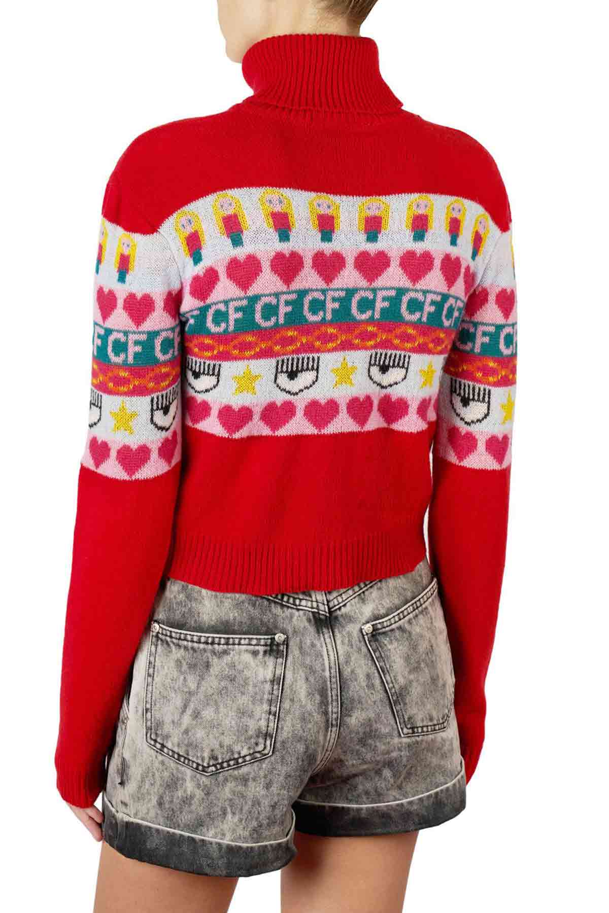 Chiara Ferragni Emoji Balıkçı Yaka Kaşmirli Triko-Libas Trendy Fashion Store