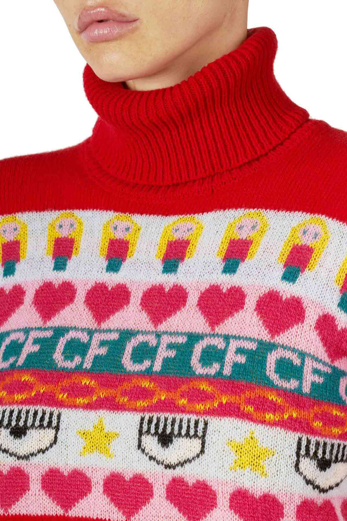 Chiara Ferragni Emoji Balıkçı Yaka Kaşmirli Triko-Libas Trendy Fashion Store