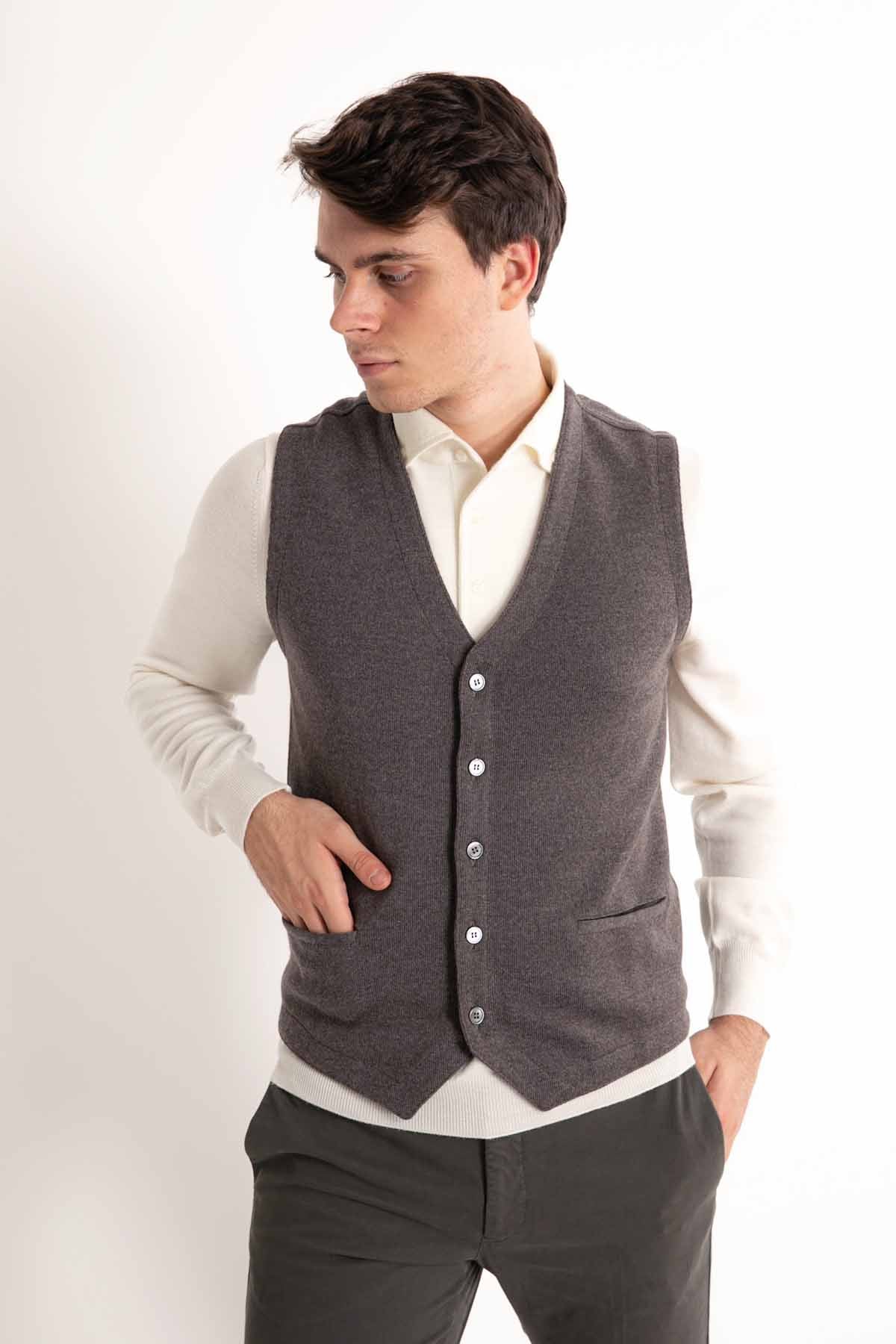 Gran Sasso Düğmeli Triko Yelek-Libas Trendy Fashion Store