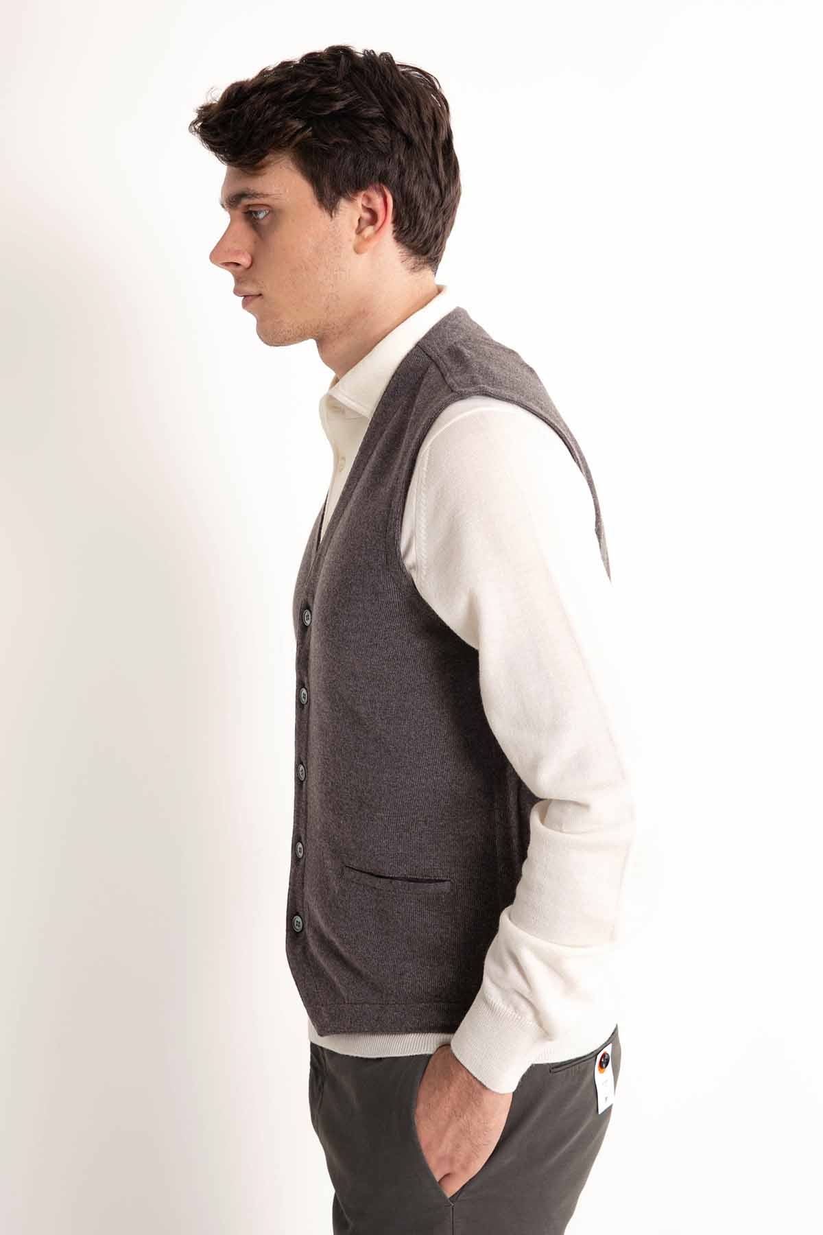 Gran Sasso Düğmeli Triko Yelek-Libas Trendy Fashion Store