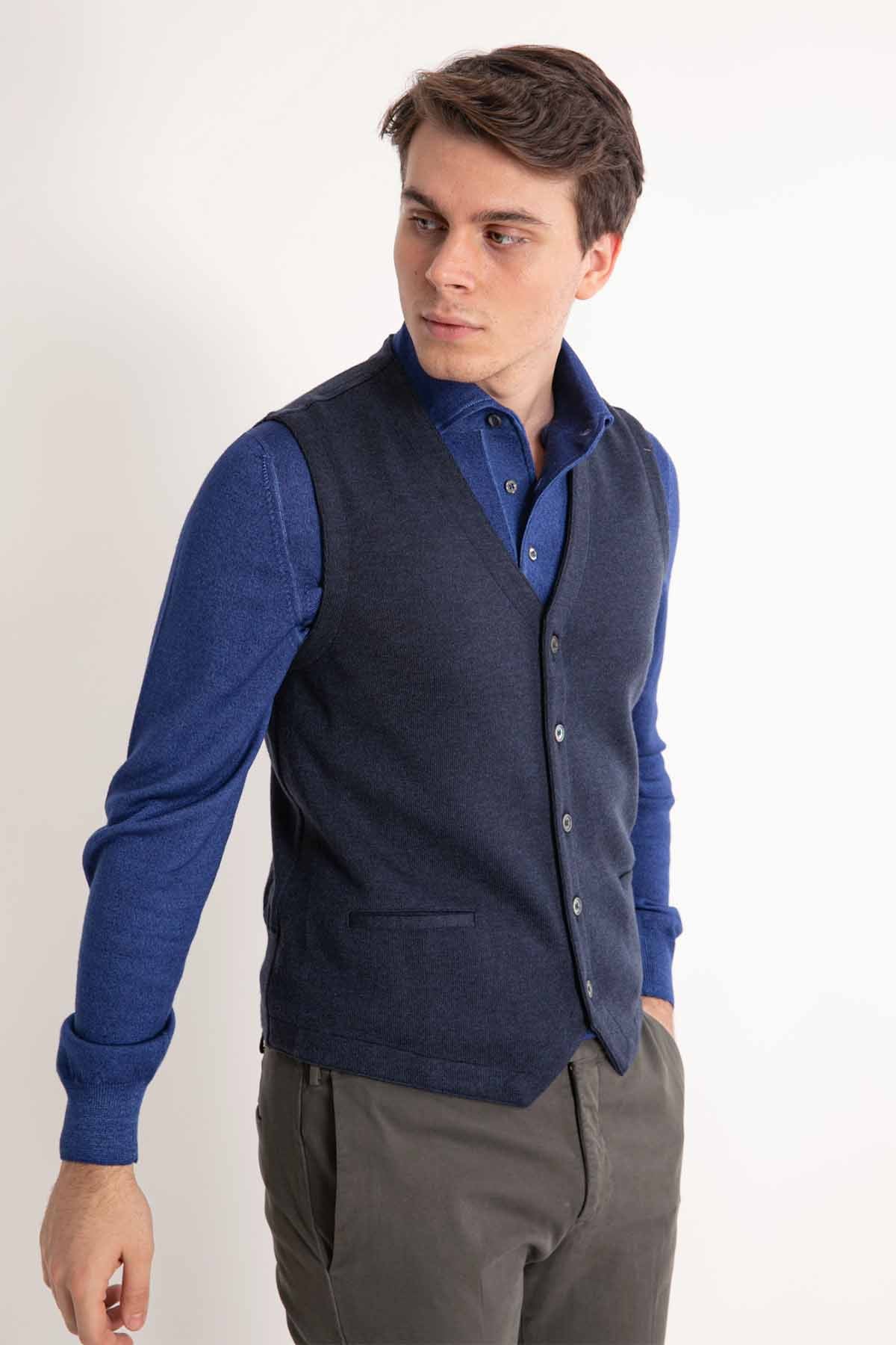 Gran Sasso Düğmeli Triko Yelek-Libas Trendy Fashion Store