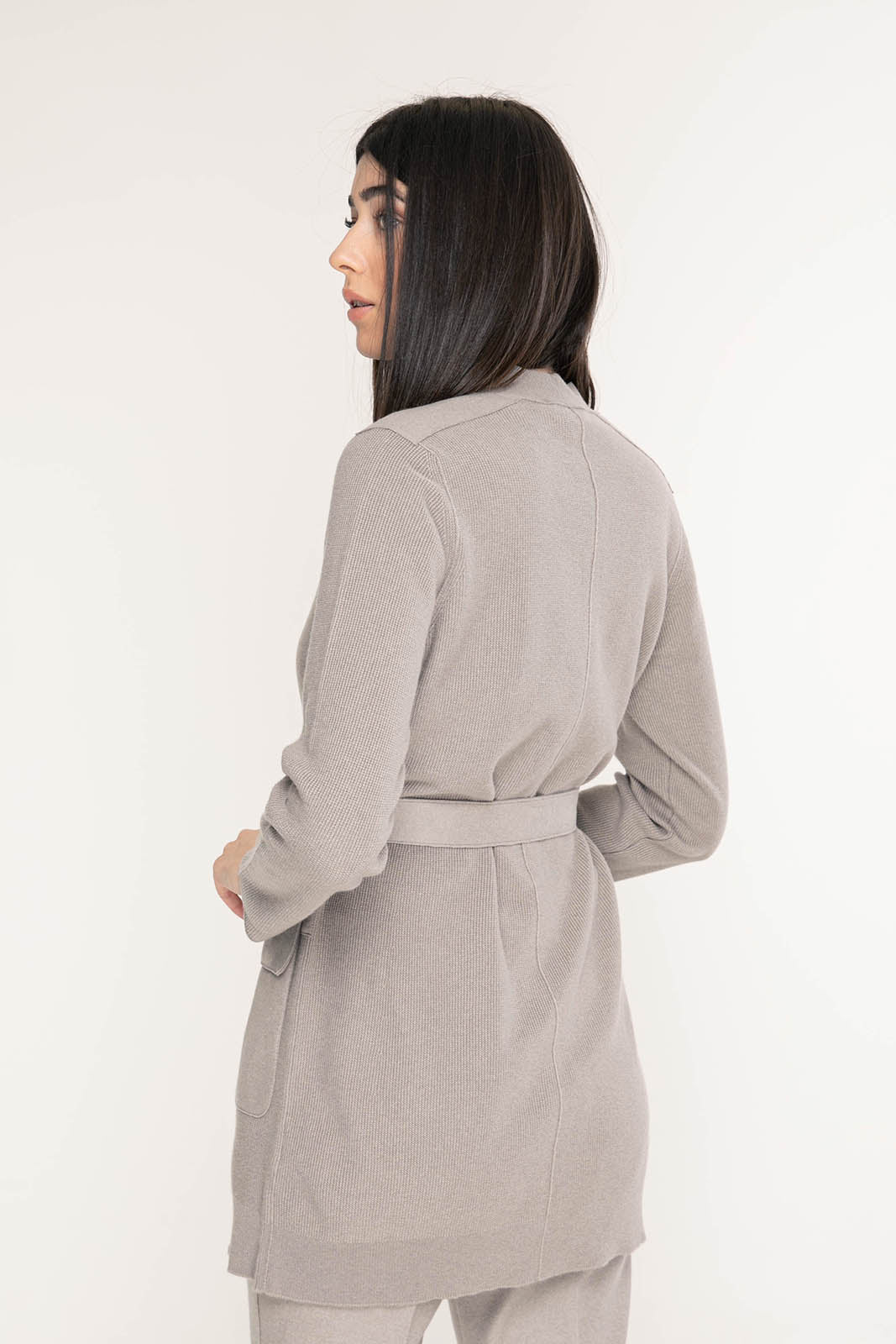 Tonet Belden Kuşaklı İpek ve Kaşmirli Triko Ceket-Libas Trendy Fashion Store