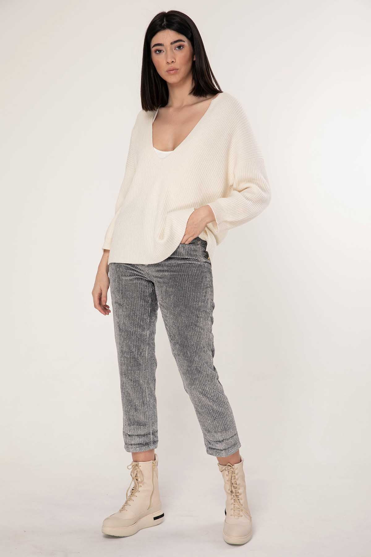 Tonet Derin V Yaka İpek ve Kaşmirli Triko-Libas Trendy Fashion Store