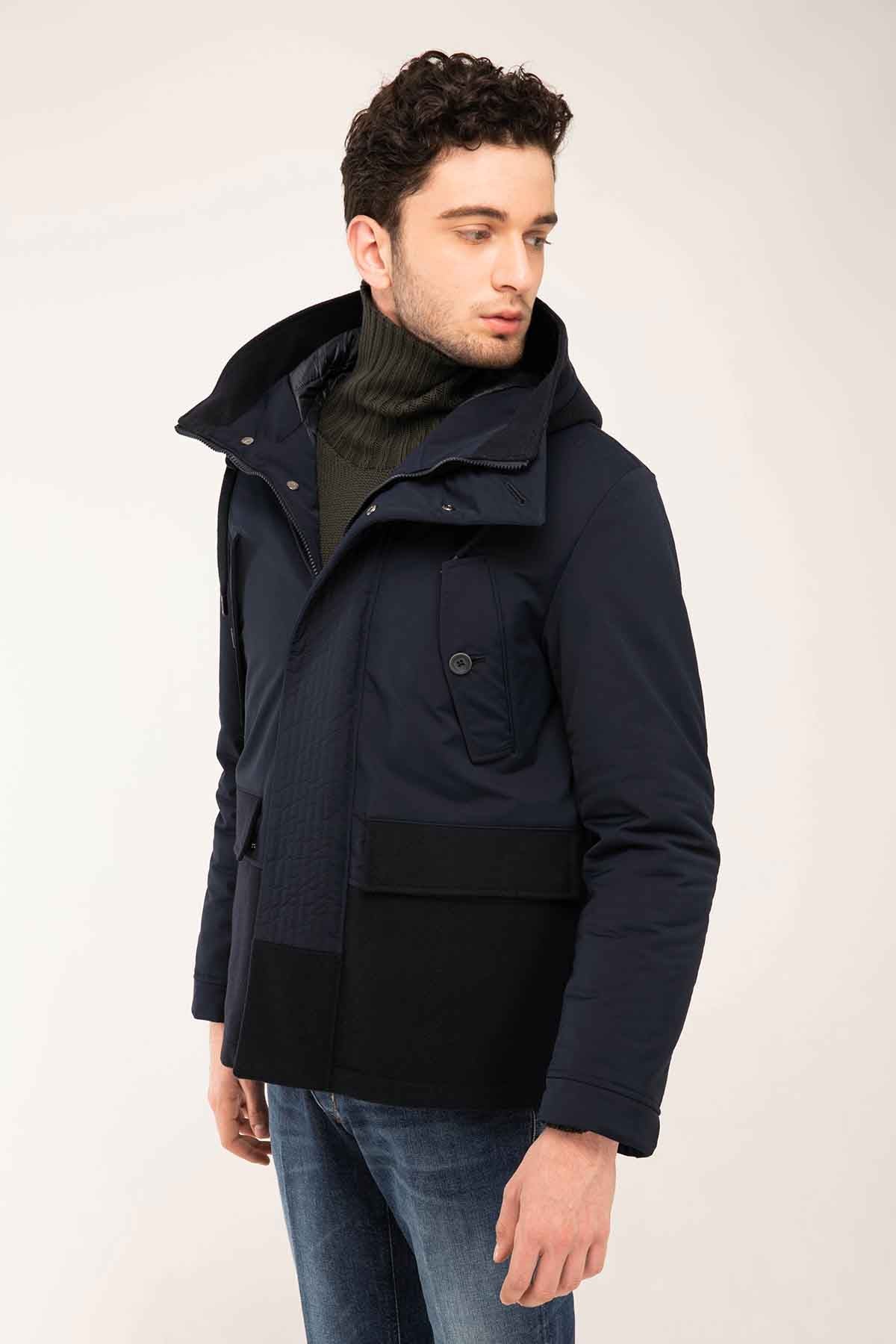 Herno Kaşe Kombinasyonlu Kapüşonlu Mont-Libas Trendy Fashion Store