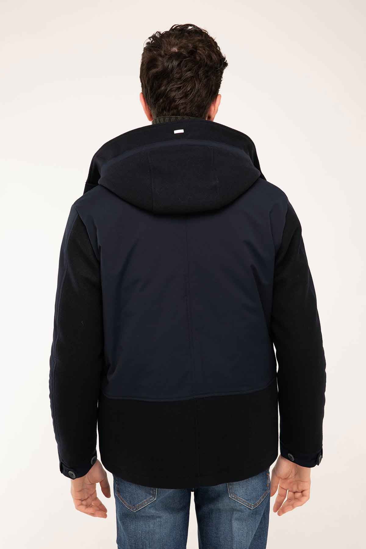 Herno Kaşe Kombinasyonlu Kapüşonlu Mont-Libas Trendy Fashion Store