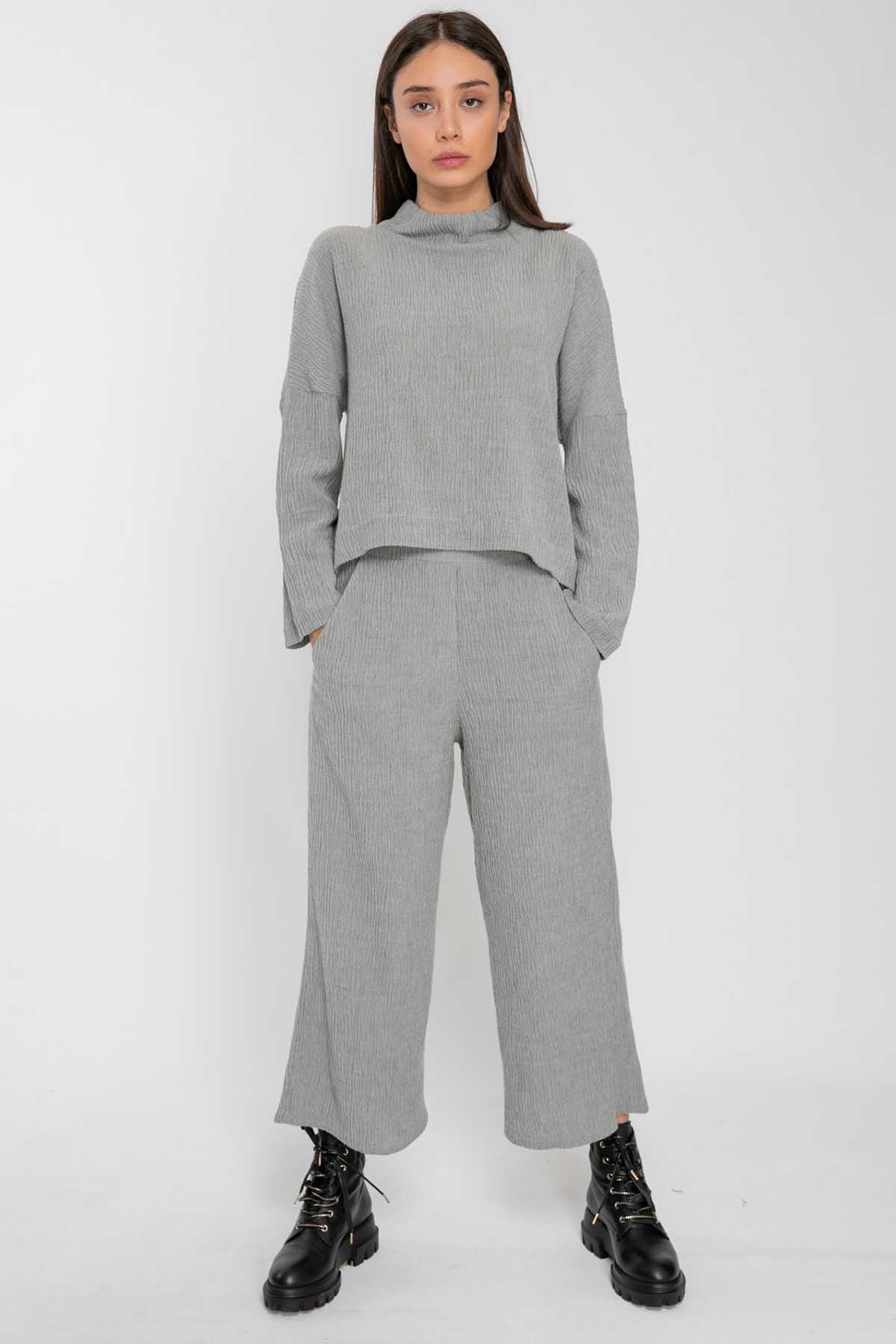 Crea Concept Geniş Crop Gofre Pantolon-Libas Trendy Fashion Store