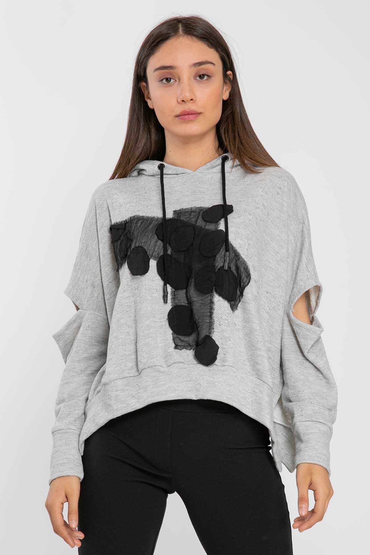 Crea Concept Kapüşonlu Düşük Omuz Sweatshirt-Libas Trendy Fashion Store