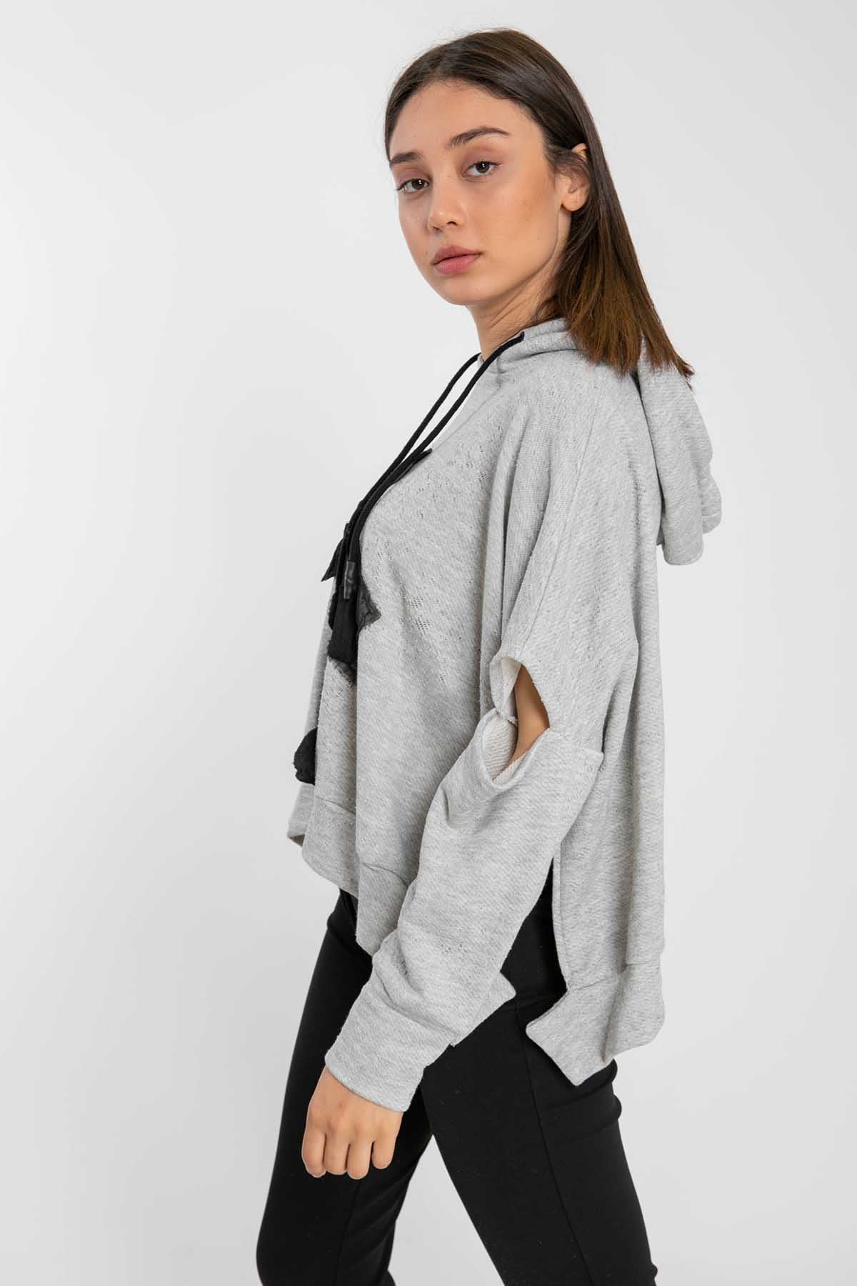 Crea Concept Kapüşonlu Düşük Omuz Sweatshirt-Libas Trendy Fashion Store