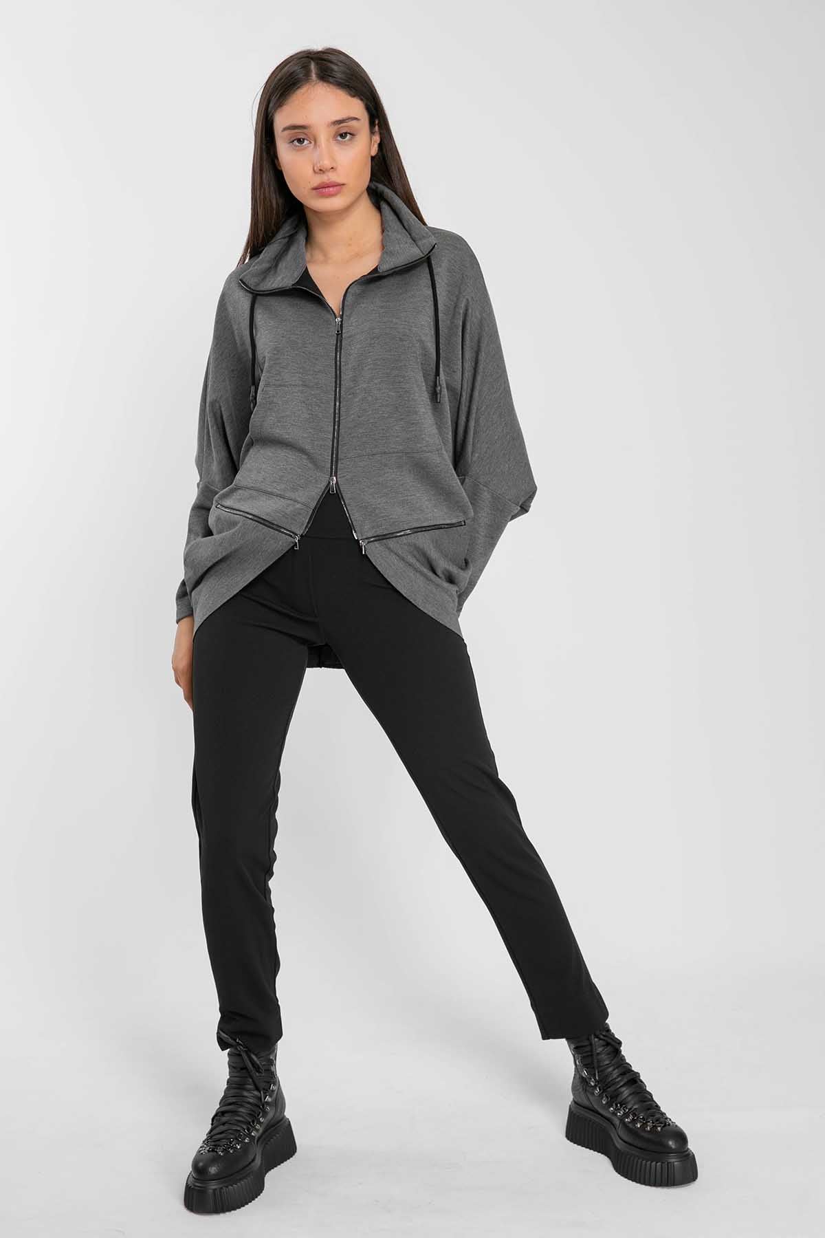 Crea Concept Fermuarlı Oversize Ceket-Libas Trendy Fashion Store