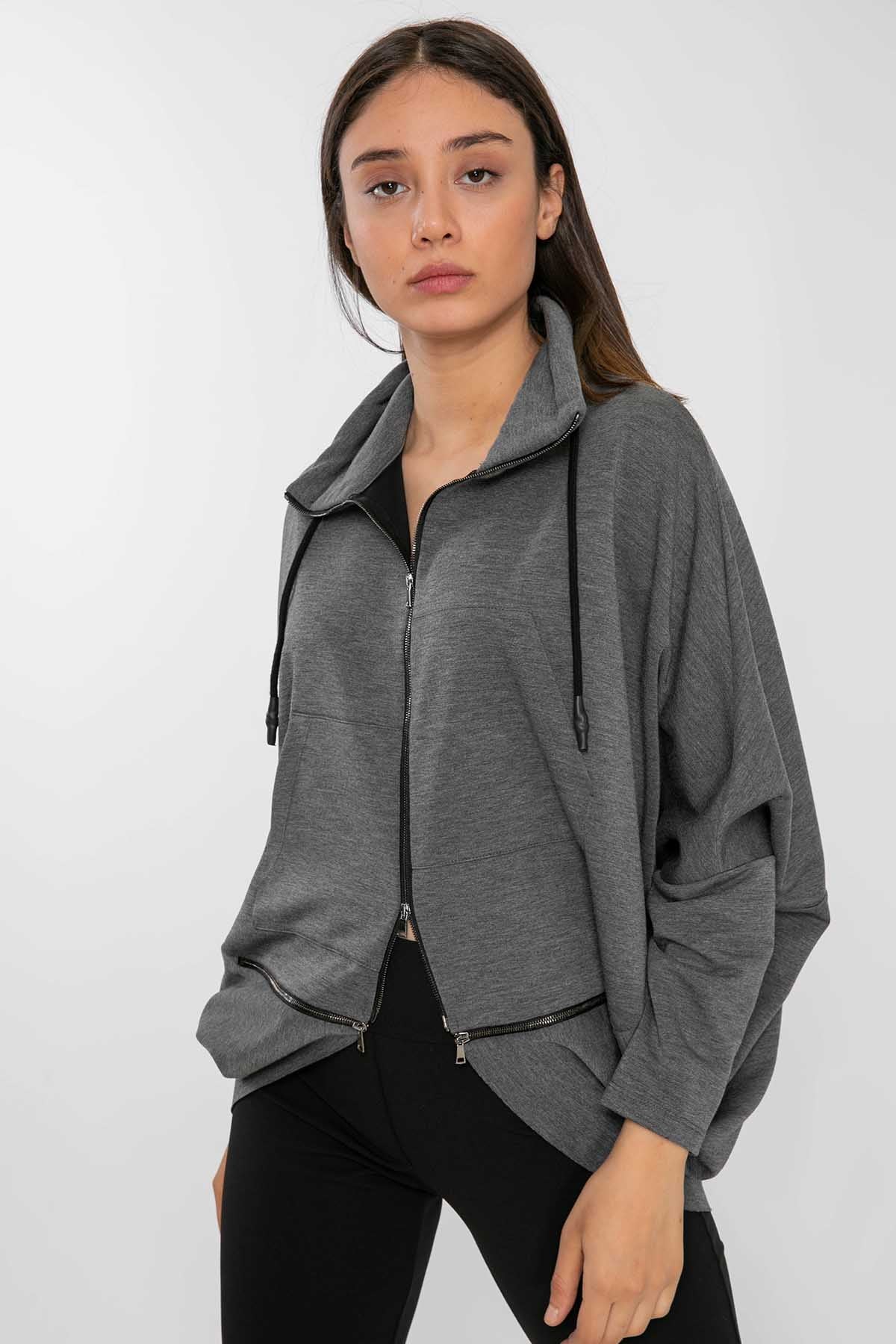 Crea Concept Fermuarlı Oversize Ceket-Libas Trendy Fashion Store