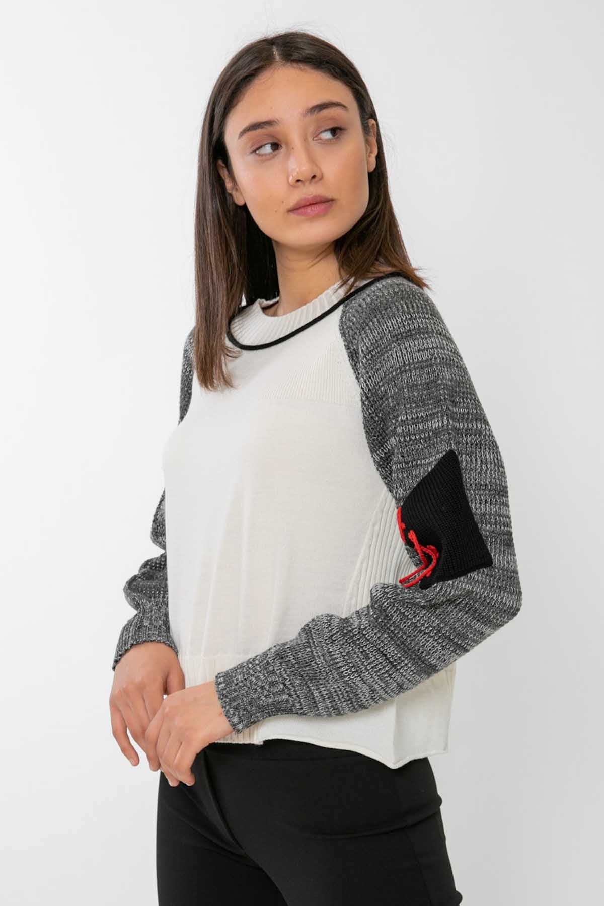 Crea Concept Patchwork Kollu Triko-Libas Trendy Fashion Store