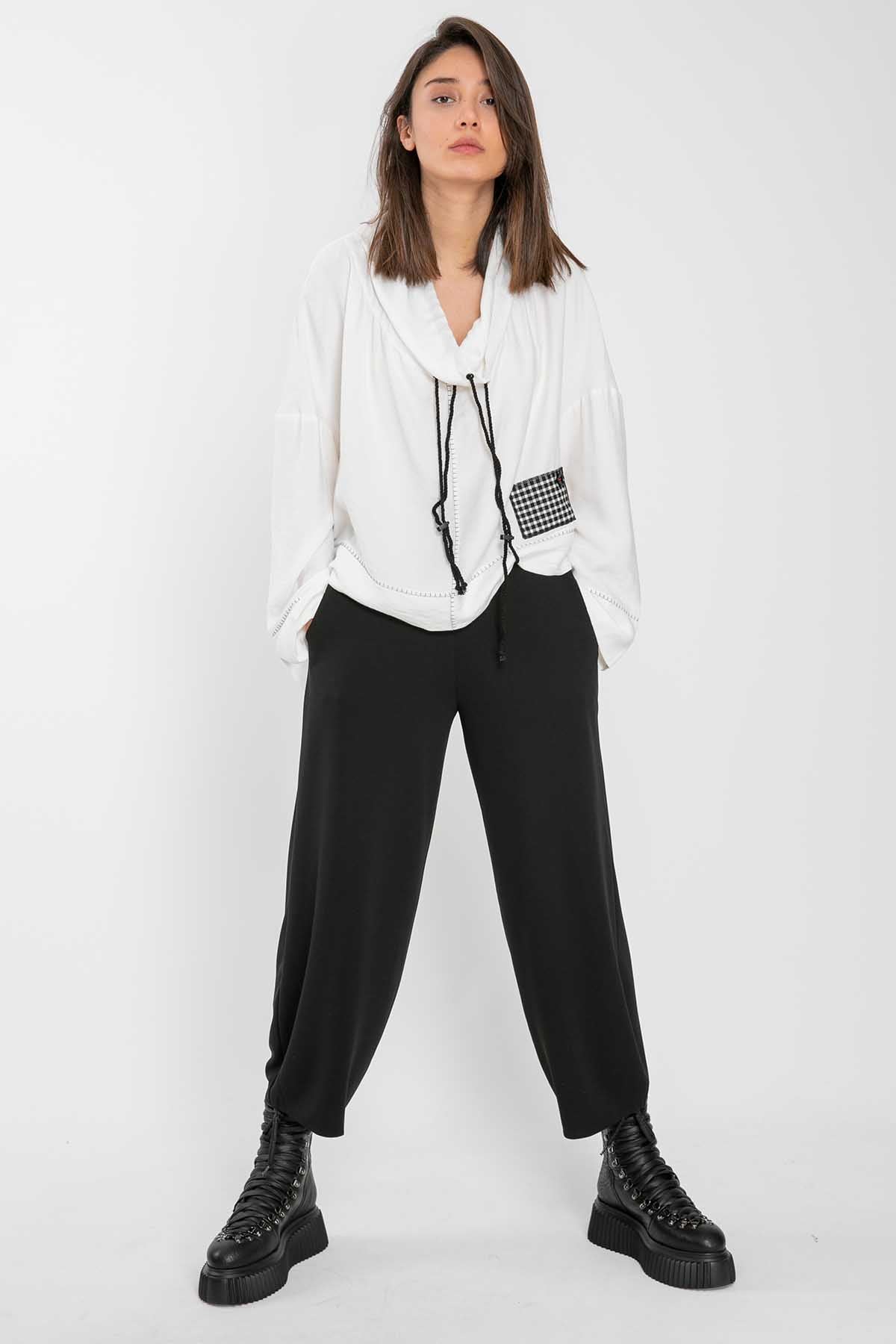 Crea Concept Şal Yaka Patchwork Bluz-Libas Trendy Fashion Store