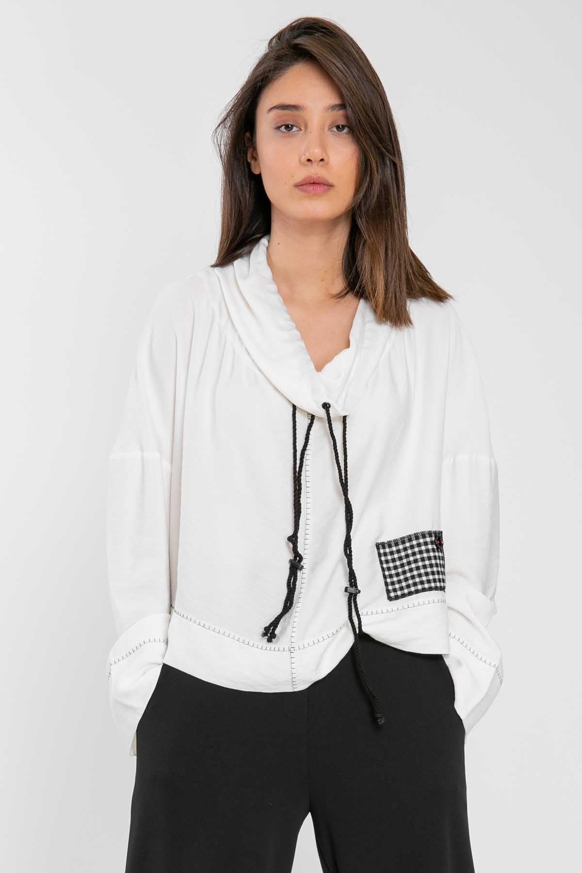 Crea Concept Şal Yaka Patchwork Bluz-Libas Trendy Fashion Store