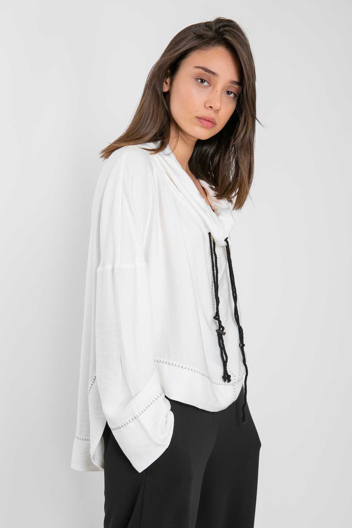 Crea Concept Şal Yaka Patchwork Bluz-Libas Trendy Fashion Store