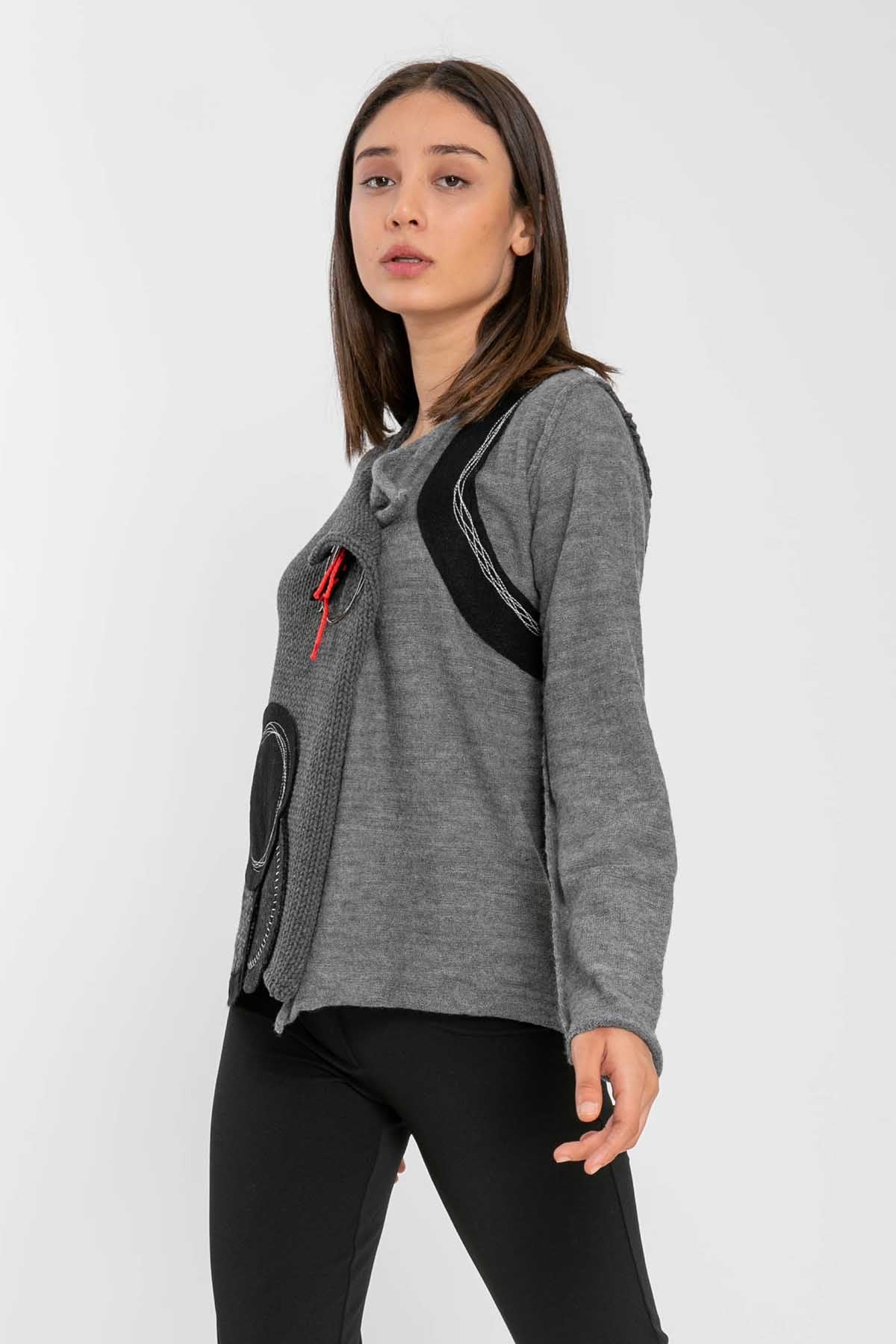 Crea Concept Patchwork Triko Ceket-Libas Trendy Fashion Store