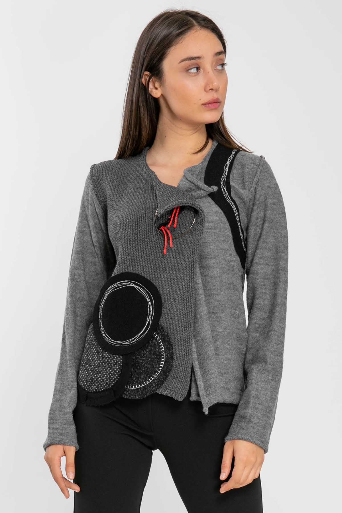 Crea Concept Patchwork Triko Ceket-Libas Trendy Fashion Store