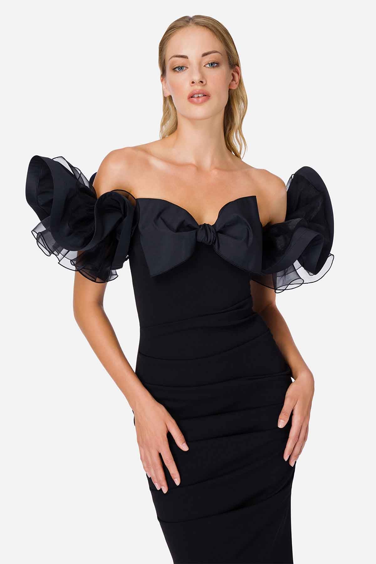 Elisabetta Franchi Volanlı Omuz Balık Elbise-Libas Trendy Fashion Store