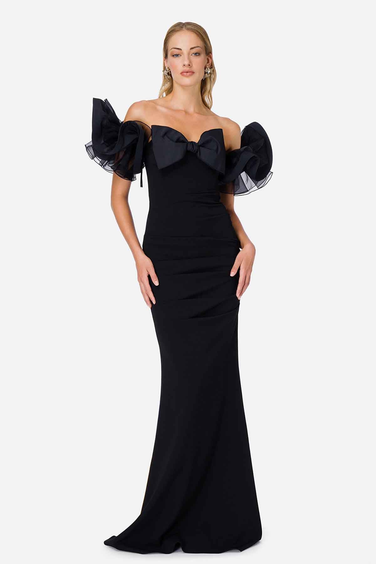 Elisabetta Franchi Volanlı Omuz Balık Elbise-Libas Trendy Fashion Store