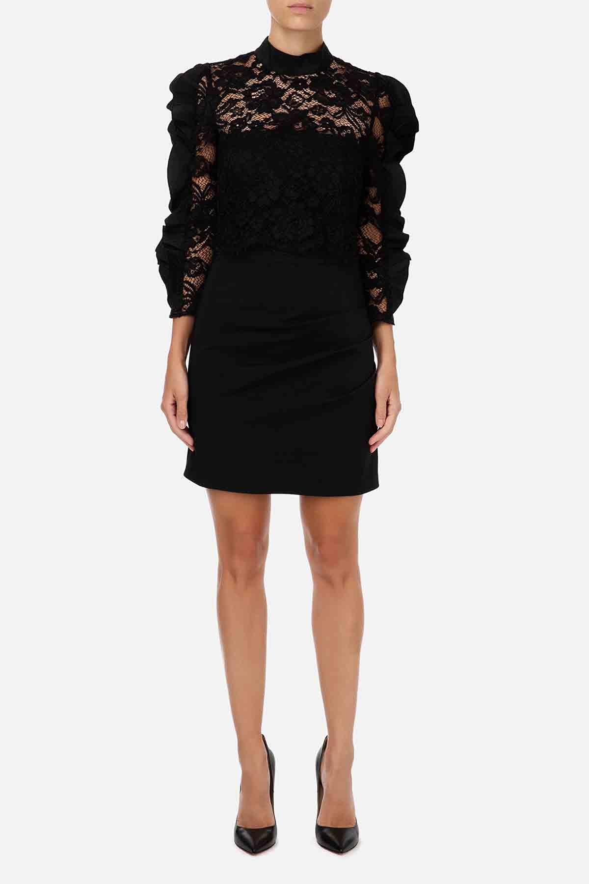 Elisabetta Franchi Fırfırlı Kollu Dantel Elbise-Libas Trendy Fashion Store