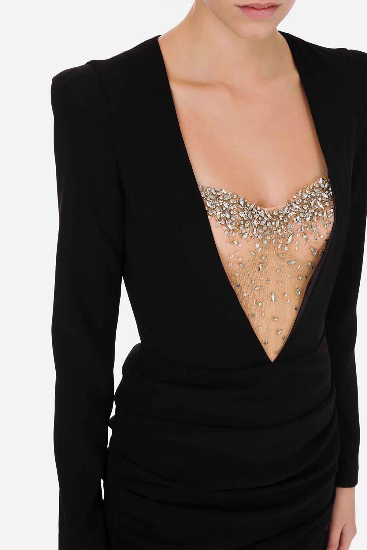 Elisabetta Franchi Taş Aksesuarlı Tül Büstiyerli Elbise-Libas Trendy Fashion Store