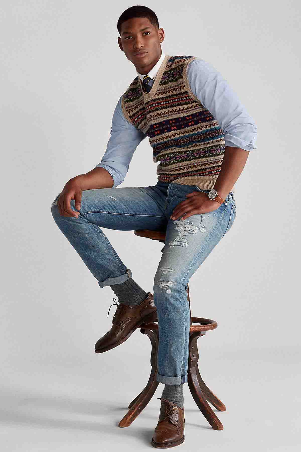 Polo Ralph Lauren Etnik Desenli Triko Yelek-Libas Trendy Fashion Store