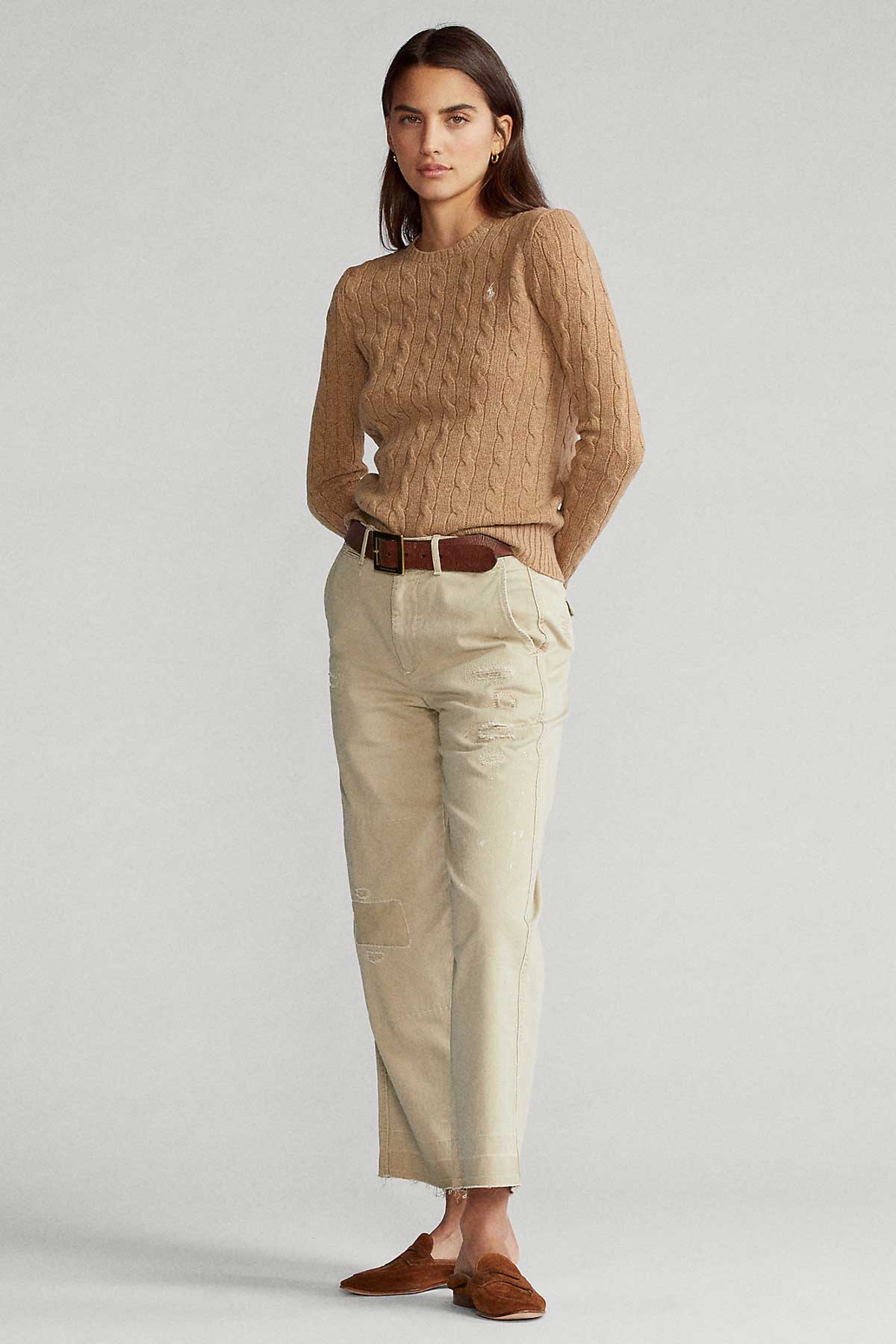 Polo Ralph Lauren Yuvarlak Yaka Kaşmirli Saç Örgü Triko-Libas Trendy Fashion Store