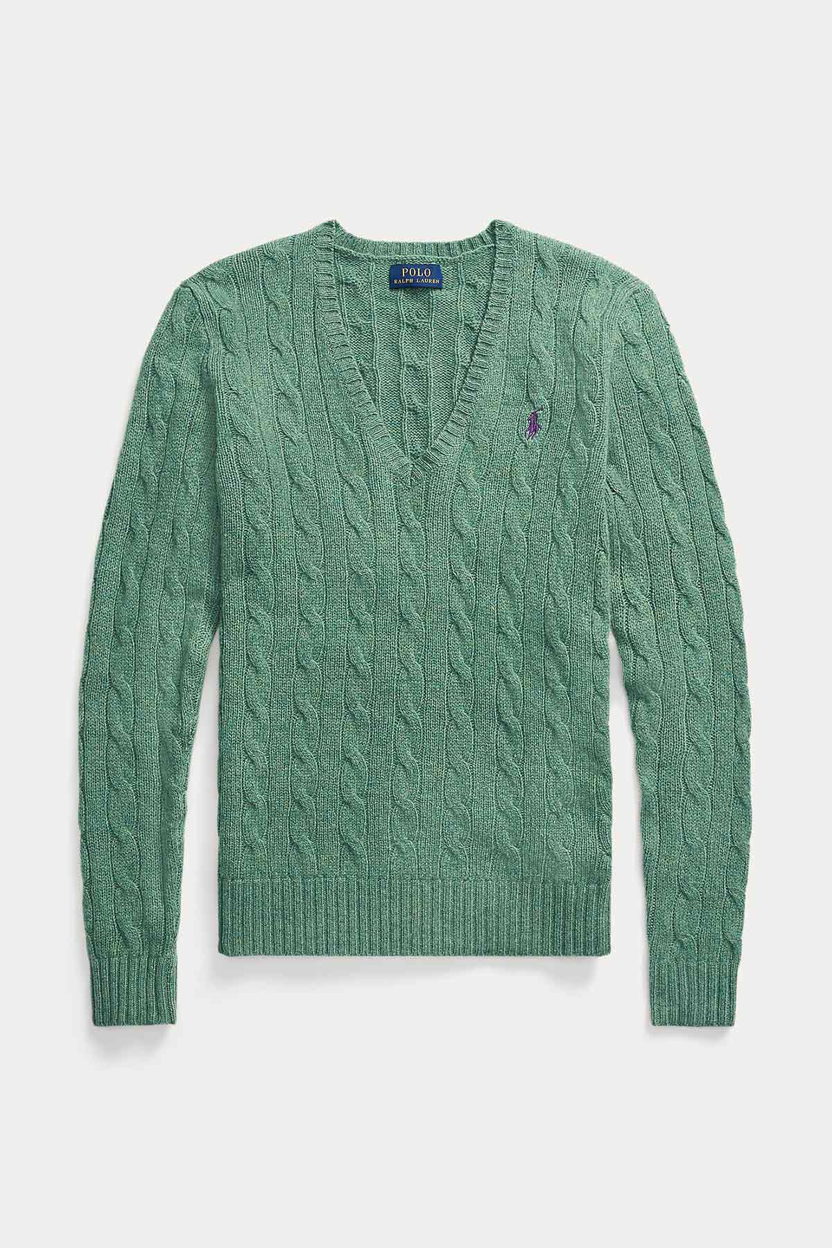 Polo Ralph Lauren V Yaka Kaşmirli Saç Örgü Triko-Libas Trendy Fashion Store