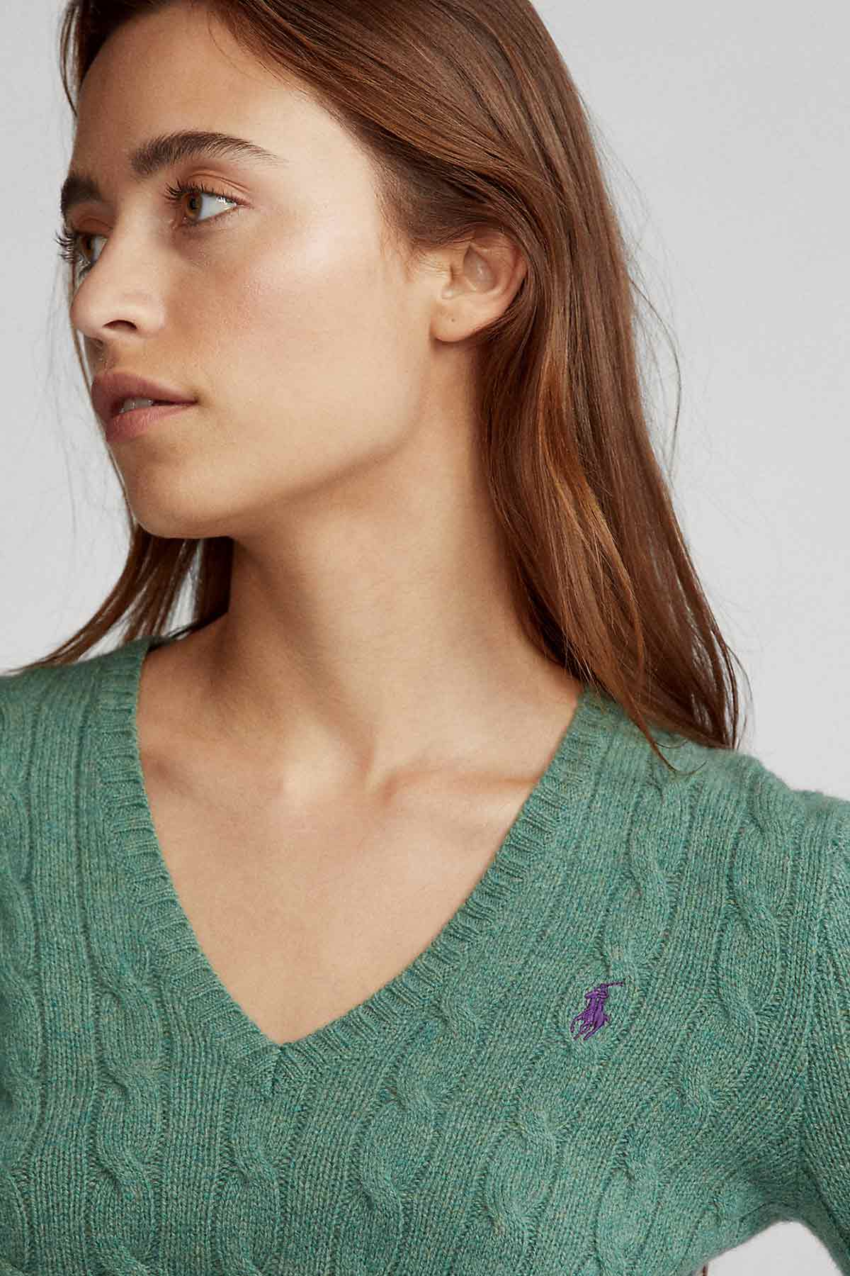 Polo Ralph Lauren V Yaka Kaşmirli Saç Örgü Triko-Libas Trendy Fashion Store