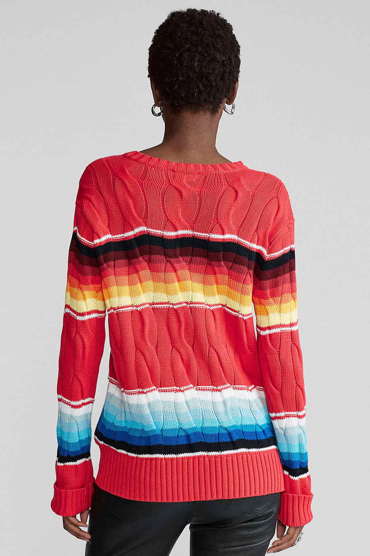 Polo Ralph Lauren Yuvarlak Yaka Degrade Saç Örgü Triko-Libas Trendy Fashion Store