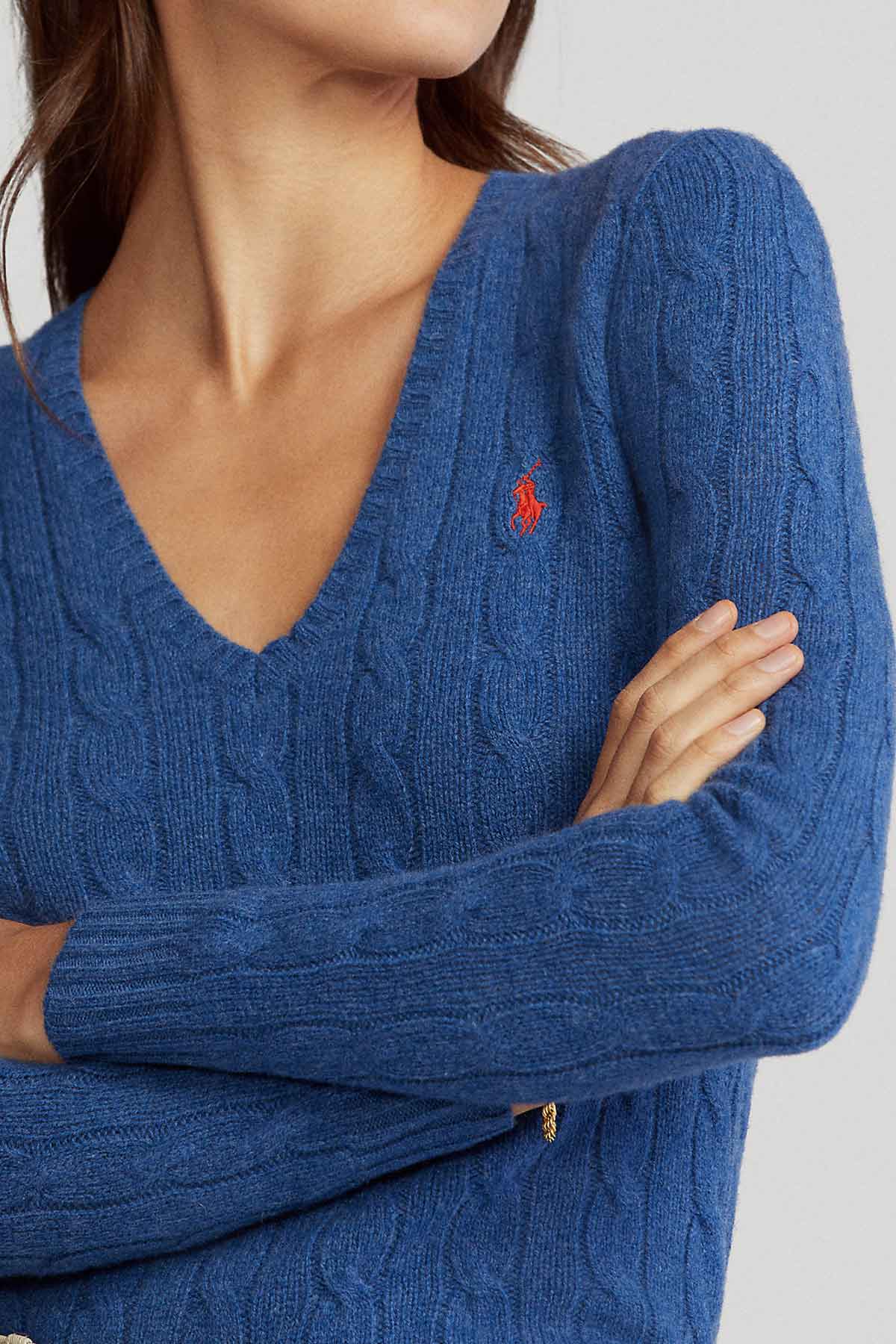 Polo Ralph Lauren V Yaka Kaşmirli Saç Örgü Triko-Libas Trendy Fashion Store