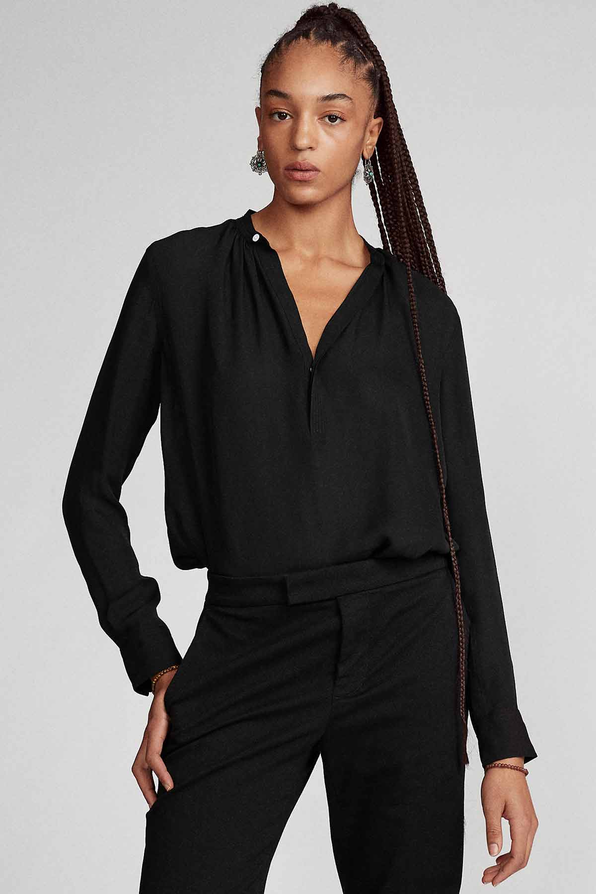 Polo Ralph Lauren V Yaka İpek Gömlek-Libas Trendy Fashion Store