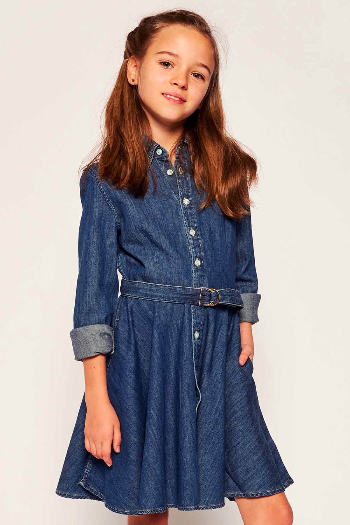 Polo Ralph Lauren 8-10 Yaş Kız Denim Elbise-Libas Trendy Fashion Store