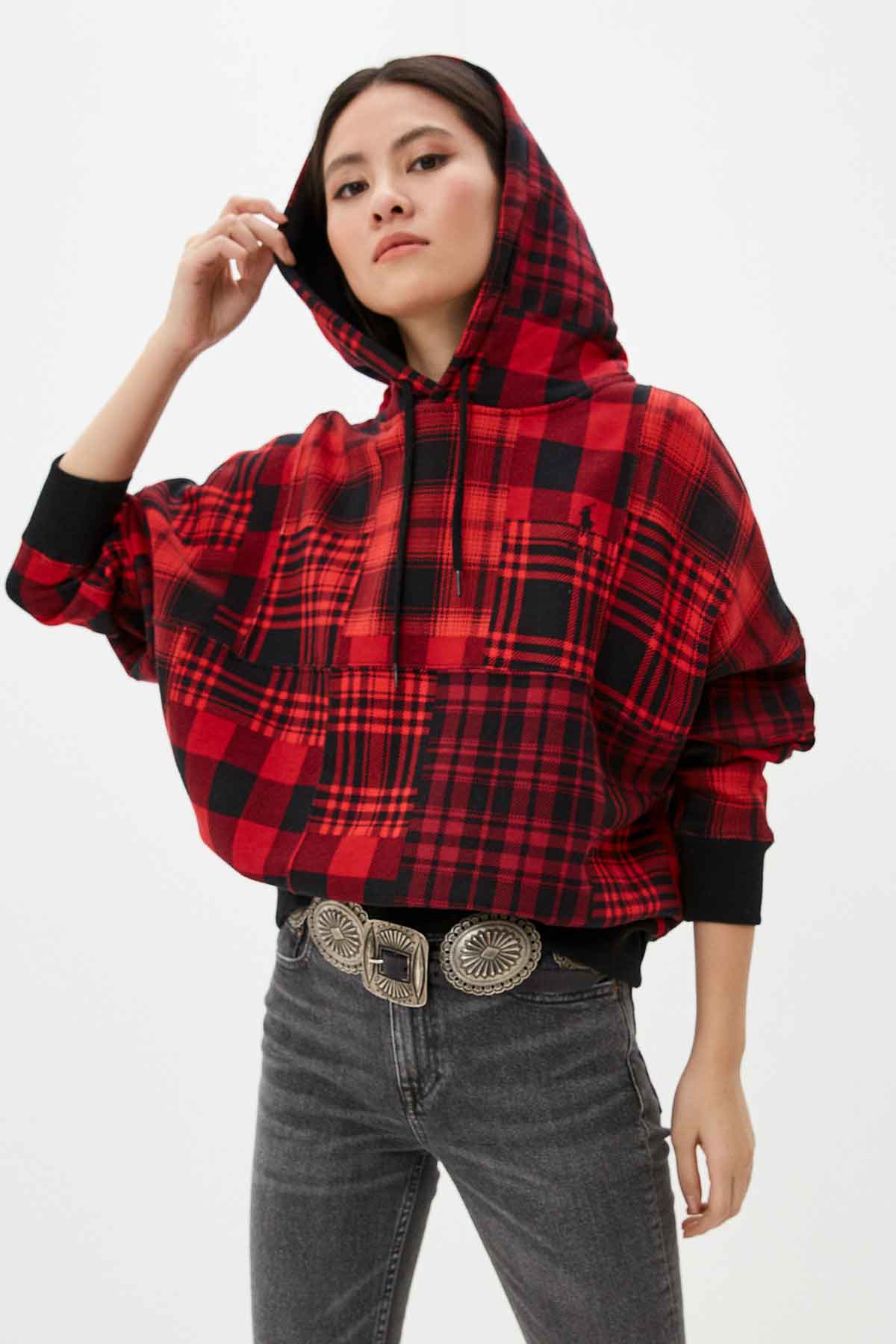 Polo Ralph Lauren Kapüşonlu Oversize Patchwork Sweatshirt-Libas Trendy Fashion Store