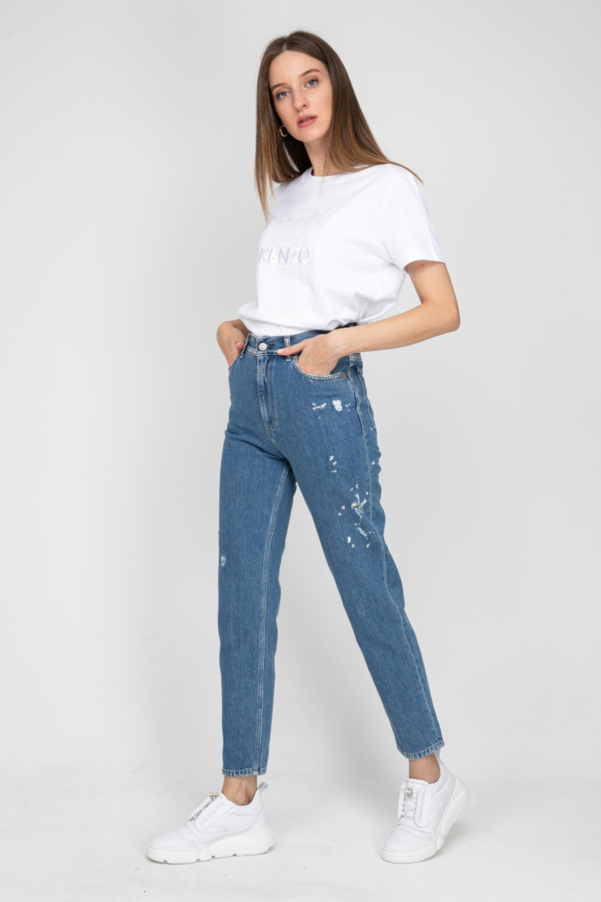 Replay Kıley High Waist Tapered Fit Jeans-Libas Trendy Fashion Store