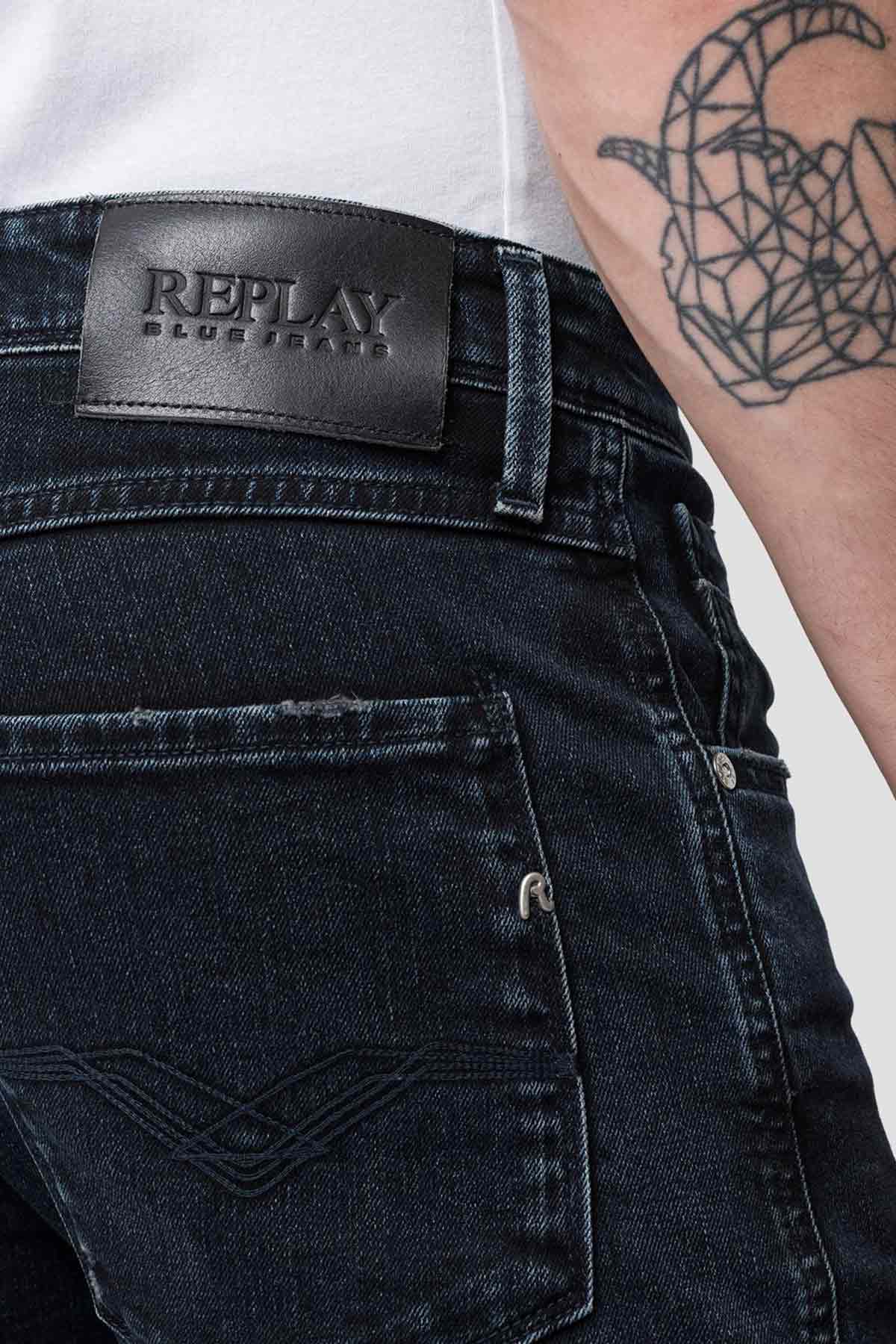Replay Slim Fit Anbass Blue Black Overdyed Jeans-Libas Trendy Fashion Store