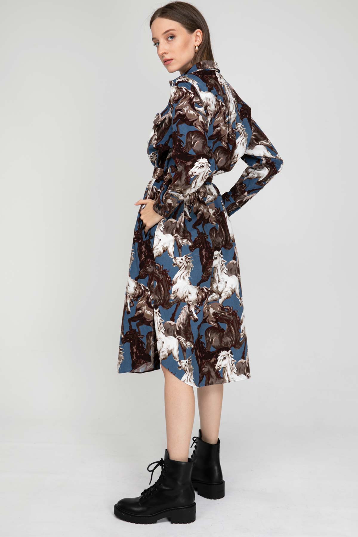 Kenzo Horses Gömlek Elbise-Libas Trendy Fashion Store