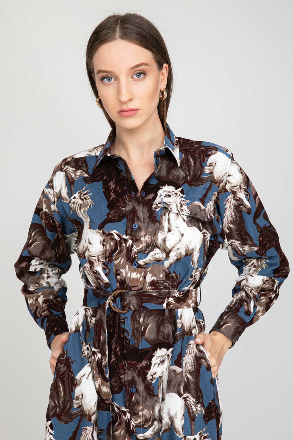 Kenzo Horses Gömlek Elbise-Libas Trendy Fashion Store