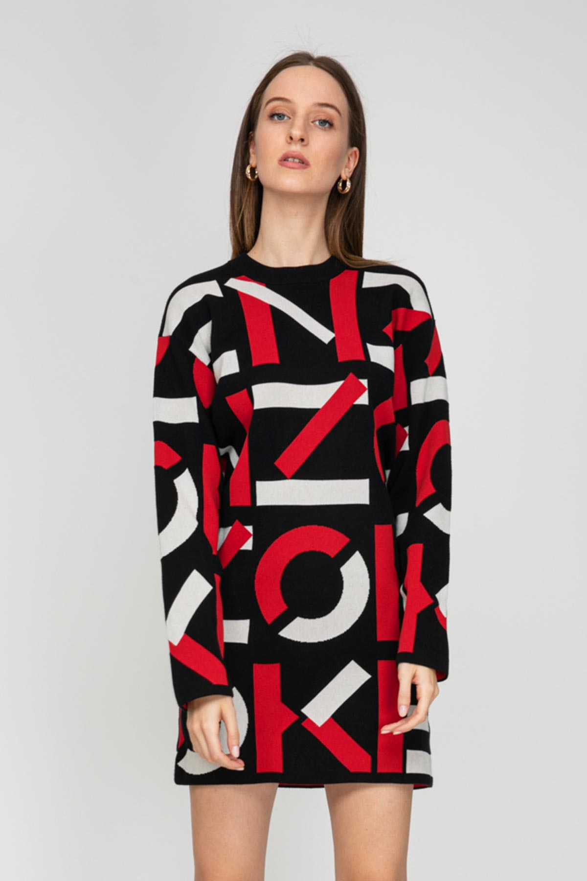 Kenzo Monogram Triko Elbise-Libas Trendy Fashion Store