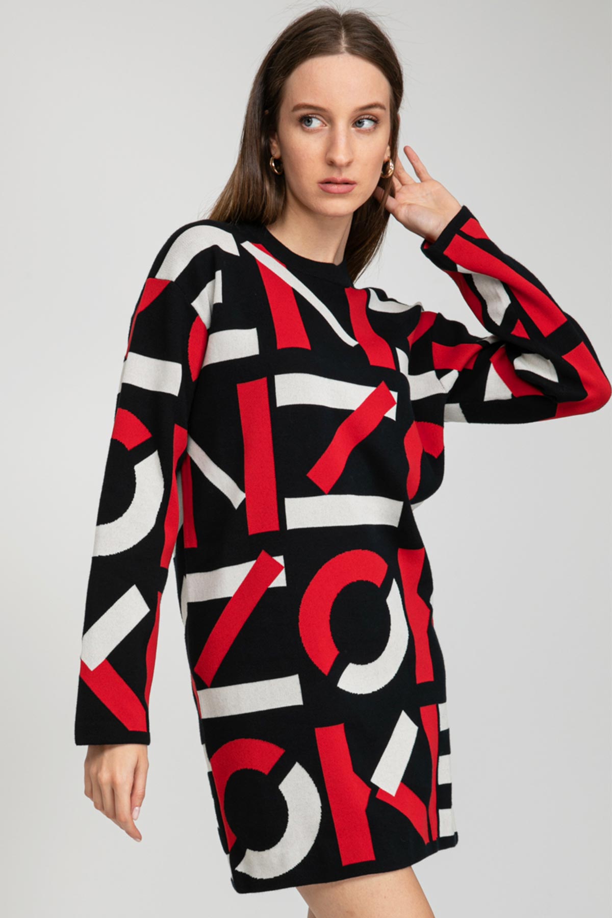 Kenzo Monogram Triko Elbise-Libas Trendy Fashion Store