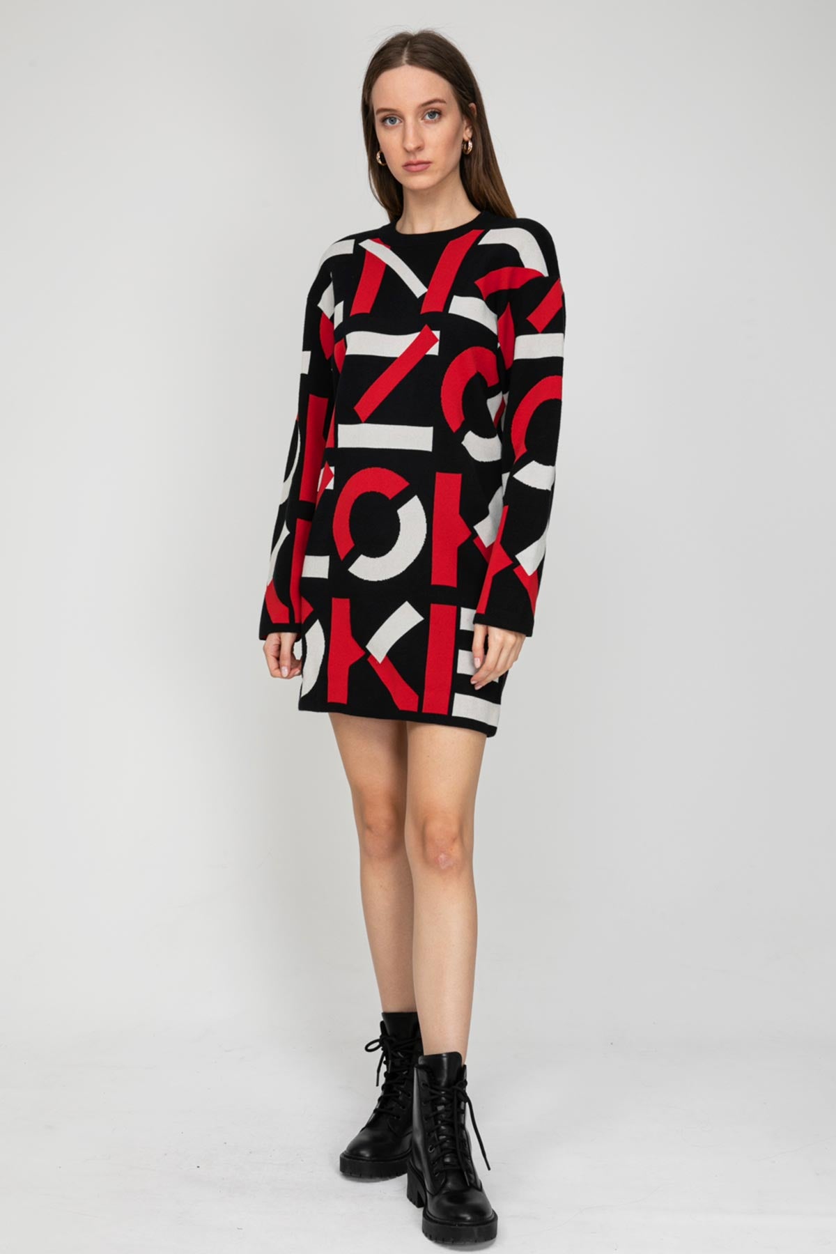 Kenzo Monogram Triko Elbise-Libas Trendy Fashion Store