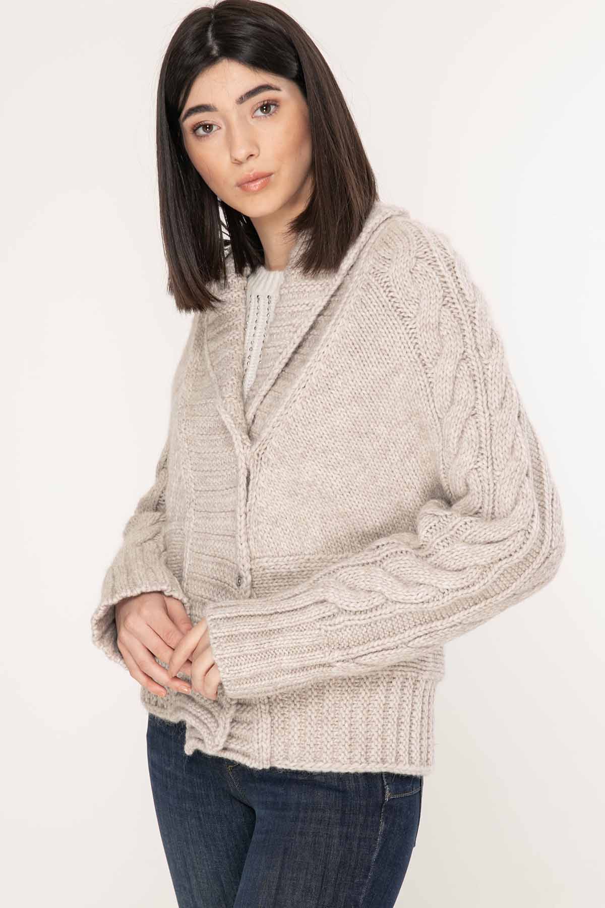 Transit Şal Yaka Saç Örgü Detaylı Ceket-Libas Trendy Fashion Store